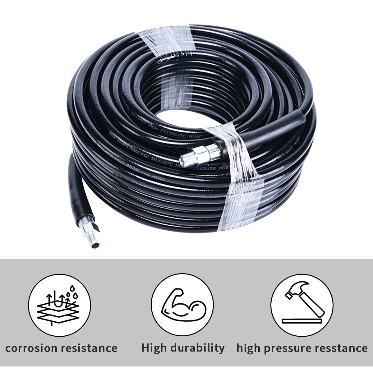 Powerful 100FT Sewer Jetter Kit for Pressure Washer 5800PSI Drain Cleaner Hose NPT Corner Rotating Nozzle Essential Jetting Attachment - Image 3