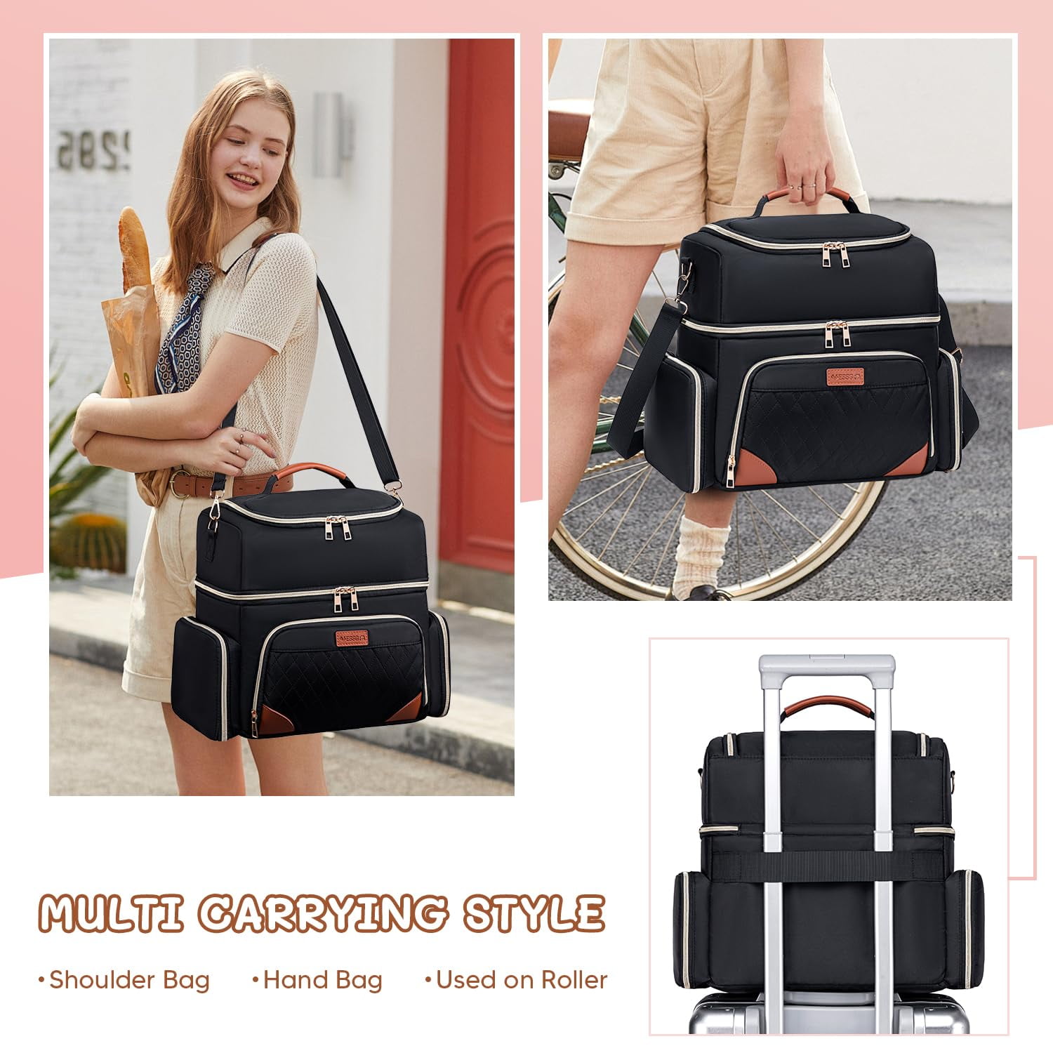 Nail Polish Organizer Case Holds 70 Bottles & Nail Lamp, Double-Layer Nail Storage Bag with Removable Cases & Tool Pockets, Portable Travel Nail Polish Carrying Case - Image 7