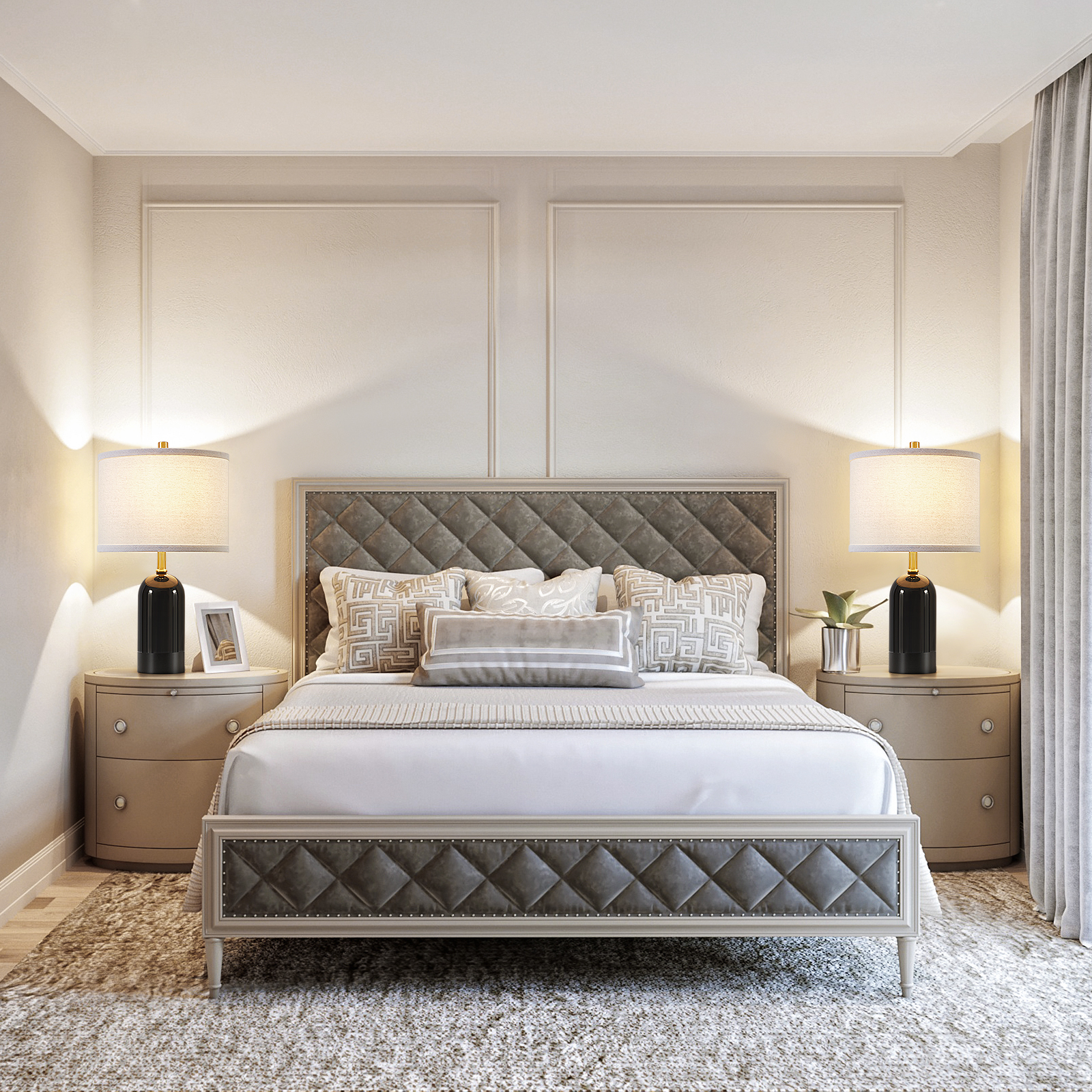 NATYSWAN Modern Ceramic Table lamp Set of 2, 3 Color Temperature Bedside lamp 21.5" Tall Nightstand Lamp End Table Lamps for Living Room Bedroom (Bulbs Included) - Image 3