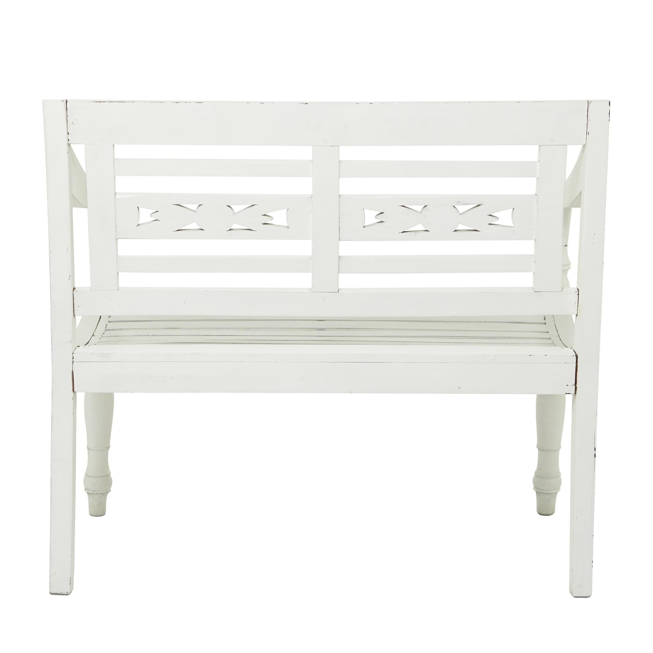 DecMode Wood Bench, White - Image 7