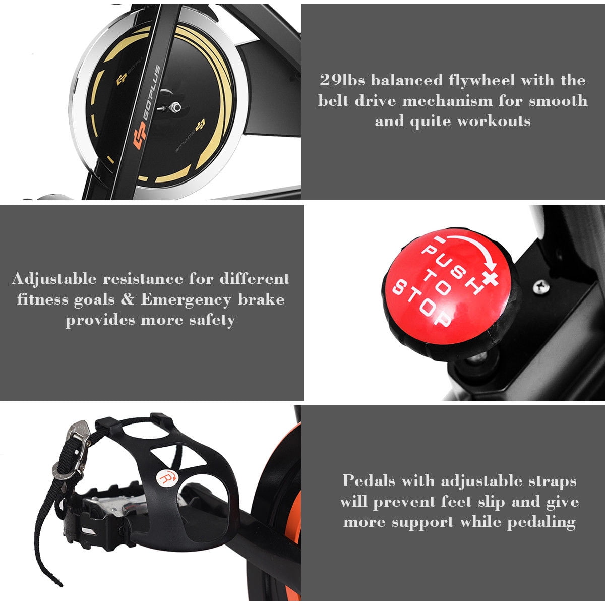 Goplus Exercise Bike Cycle Trainer Indoor Workout Cardio Fitness Bicycle Stationary - Image 6