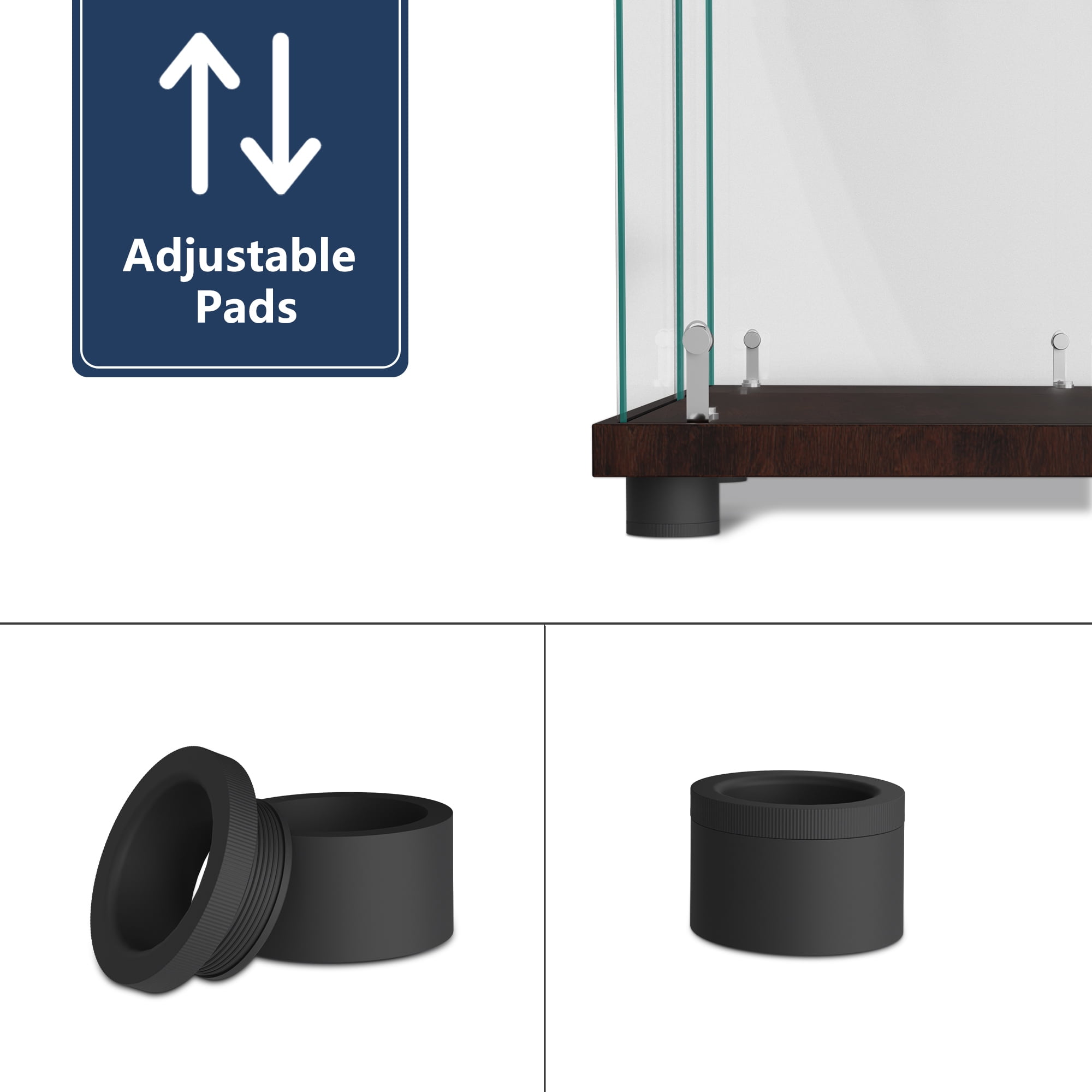 MAYEERTY Glass Display Cabinet with Double Door, 4-Tier Curio Cabinet Collection Showcase, Brown, 64.5"x32"x14.4" - Image 6