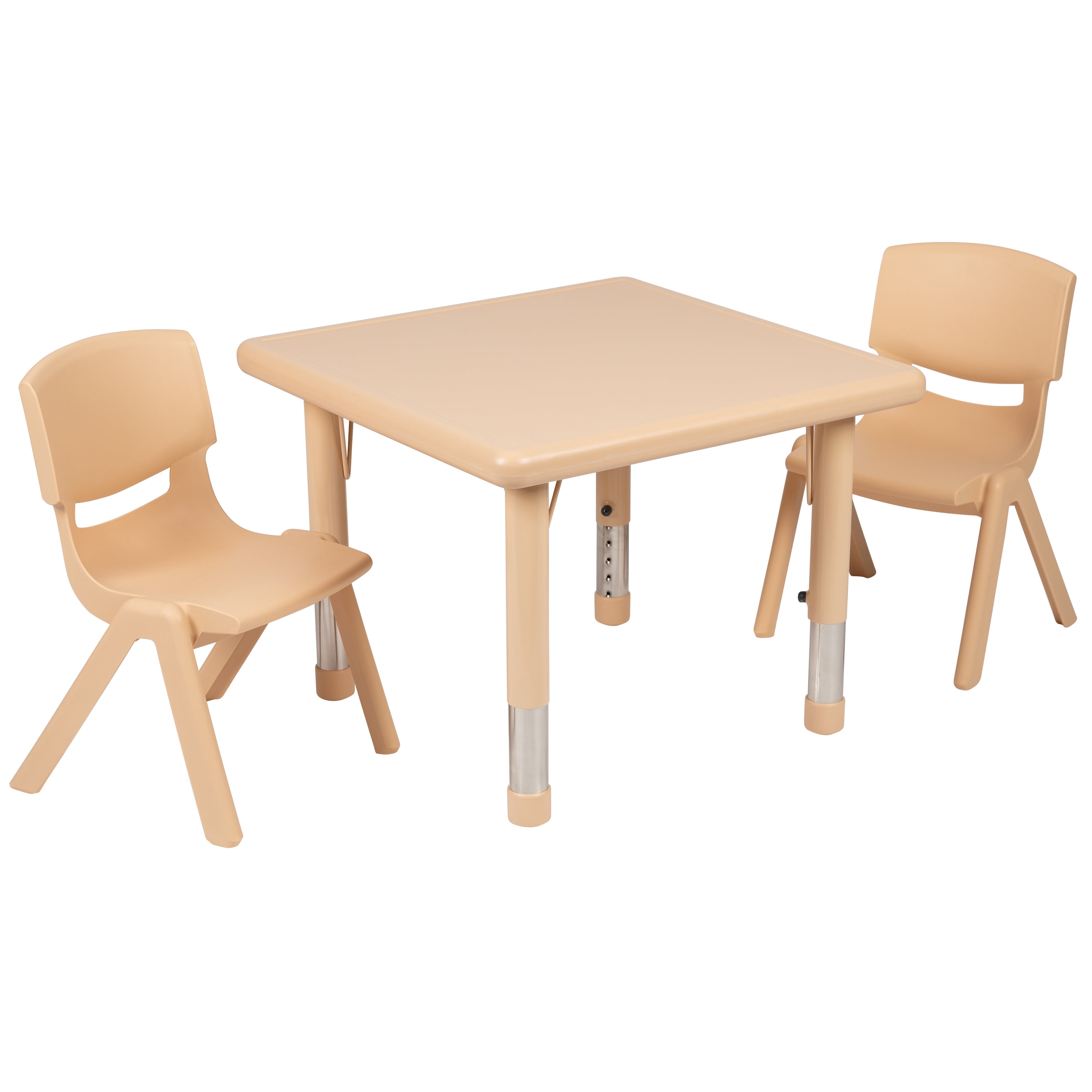 Flash Furniture 24" Square Natural Plastic Height Adjustable Activity Table Set with 2 Chairs - Image 10