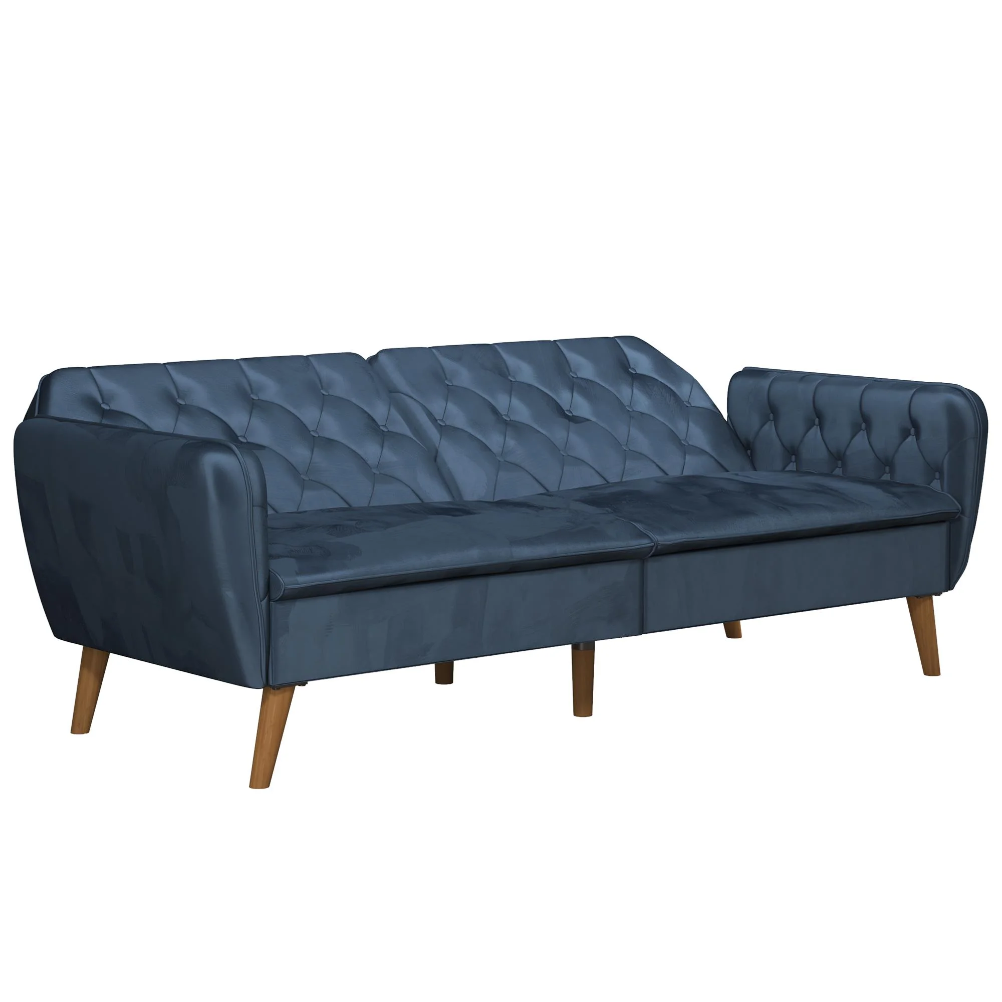 Novogratz Tallulah 83" Memory Foam Futon Sofa Bed, Blue Velvet - Image 5
