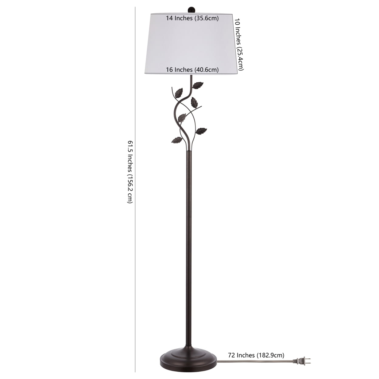 SAFAVIEH Rudy 61.5 in. Floral Iron Floor Lamp, Black - Image 2