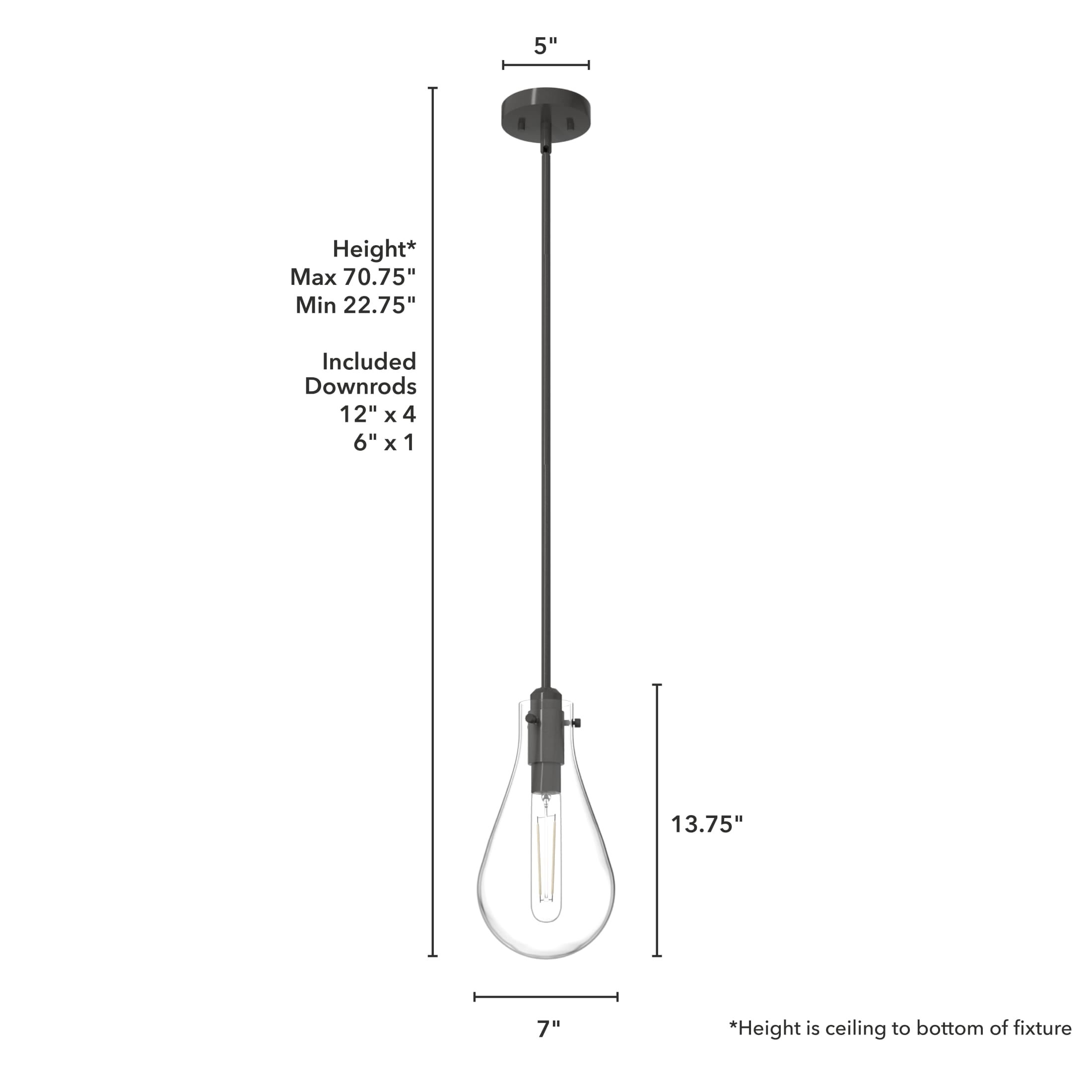 Hunter - Lundin 1-light Noble Bronze, Mini Pendant Light, Dimmable, Formal Style, Teardrop Shaped, for Bedrooms, Dining, Living Rooms - 19561 - Image 5