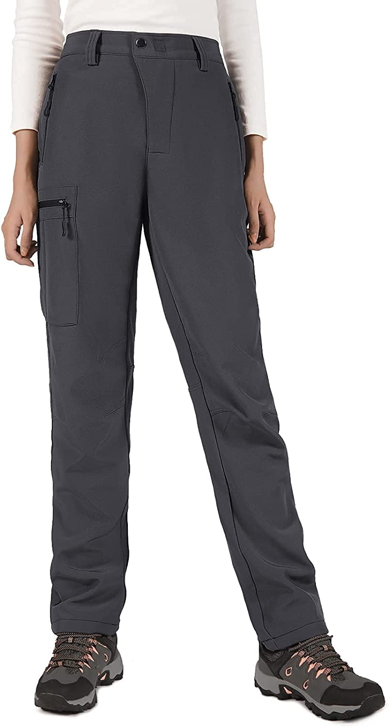 Hiauspor Women's Snow Pants Waterproof Fleece Lined Insulated for Ski Winter Hiking Grey 2XL - Image 9