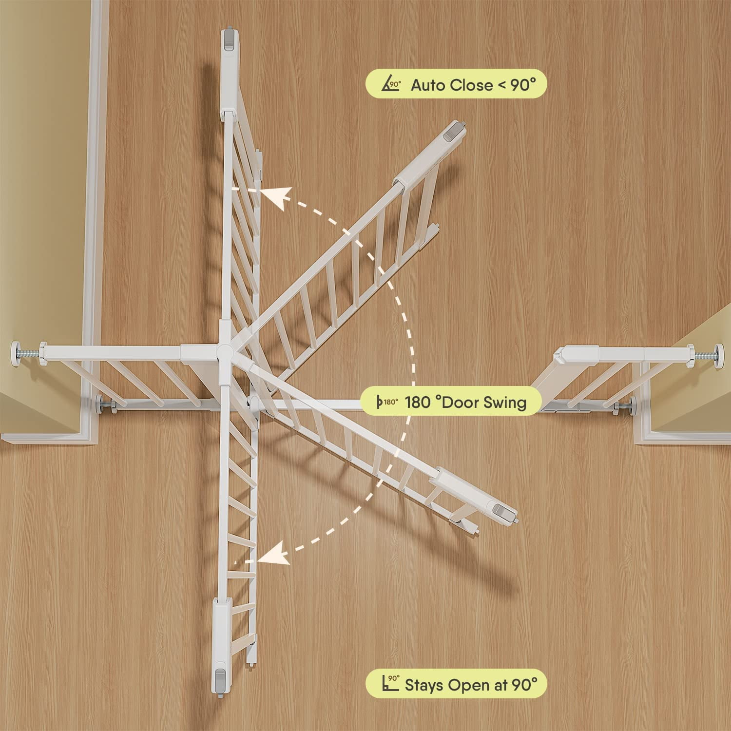 27-43" Extra Wide Safety Baby Gate for Stairs Doorways, Pet gates for doorways,White - Image 5