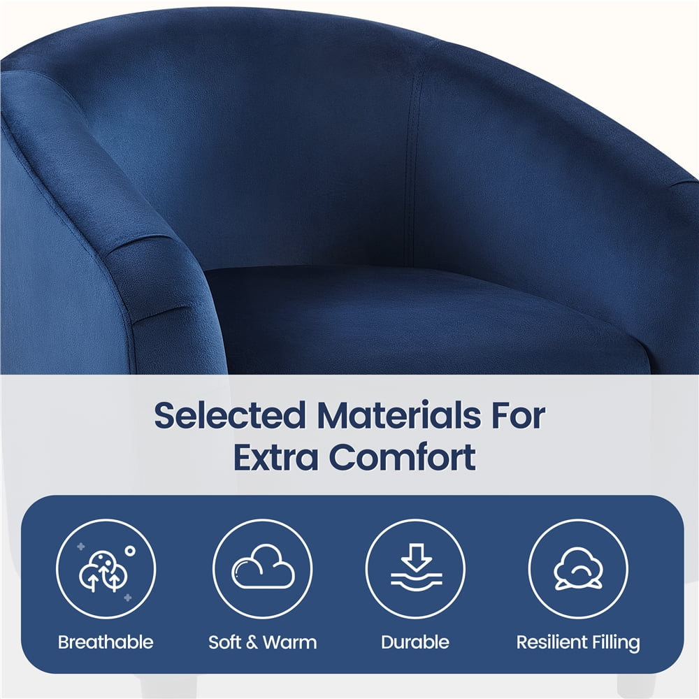 Renwick Modern Upholstered Tub Chair, Set of 2, Navy Blue Velvet - Image 6