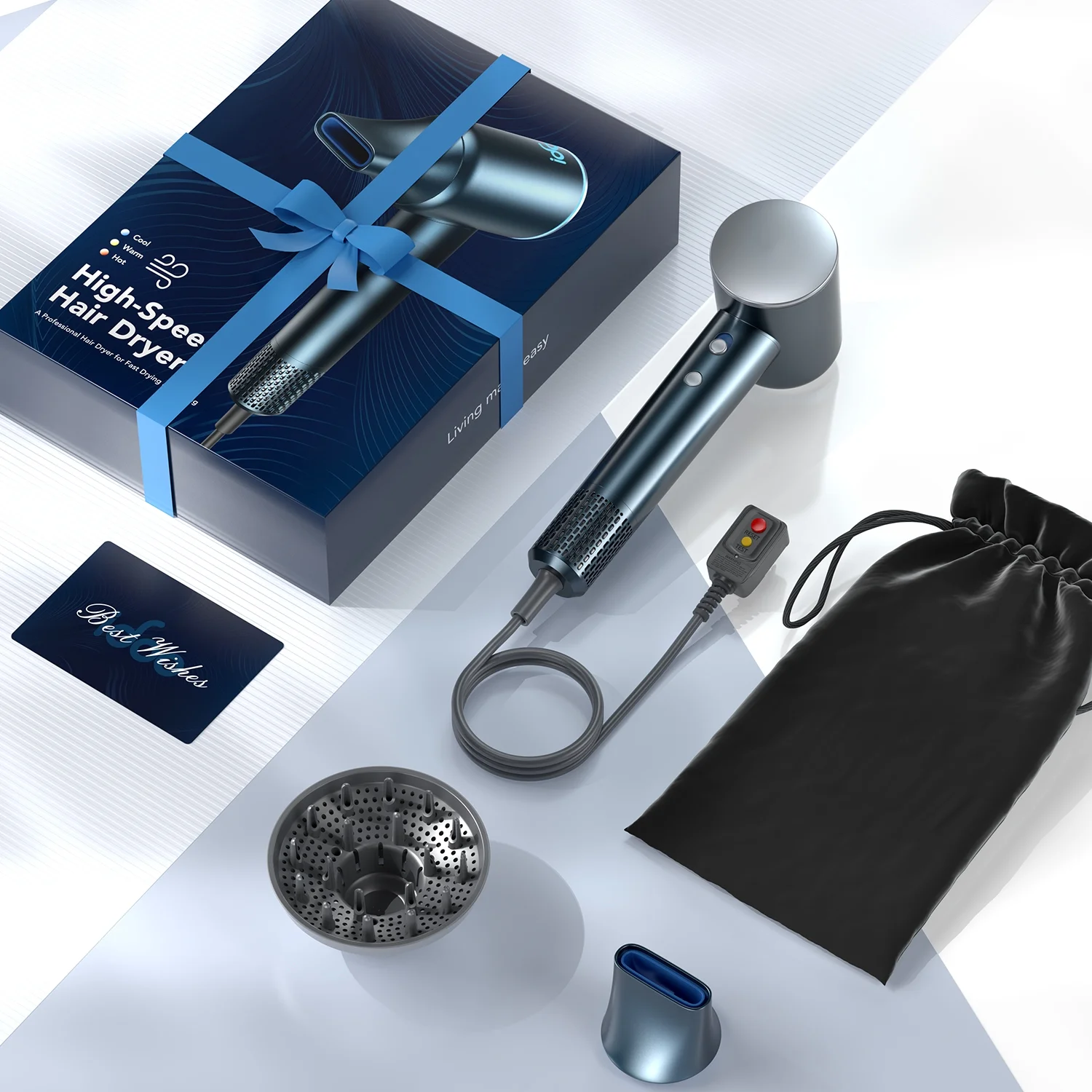 iDOO High Speed Portable Ionic Hair Dryer with Exclusive Hot & Cold Air Cycle Mode for Home Salon Travel - Image 7