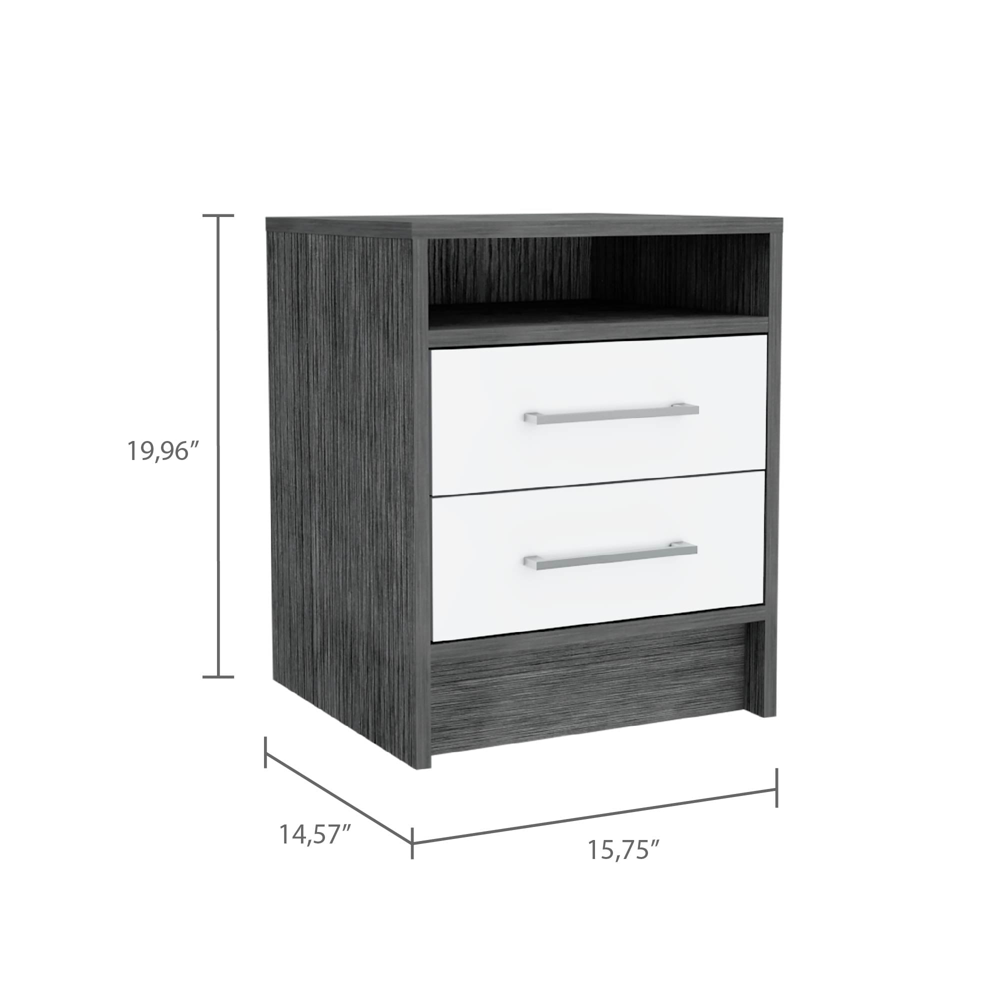 Boahaus Malaga Modern Nightstand, White-Gray Painted, 2-Drawers, for Bedroom - Image 5