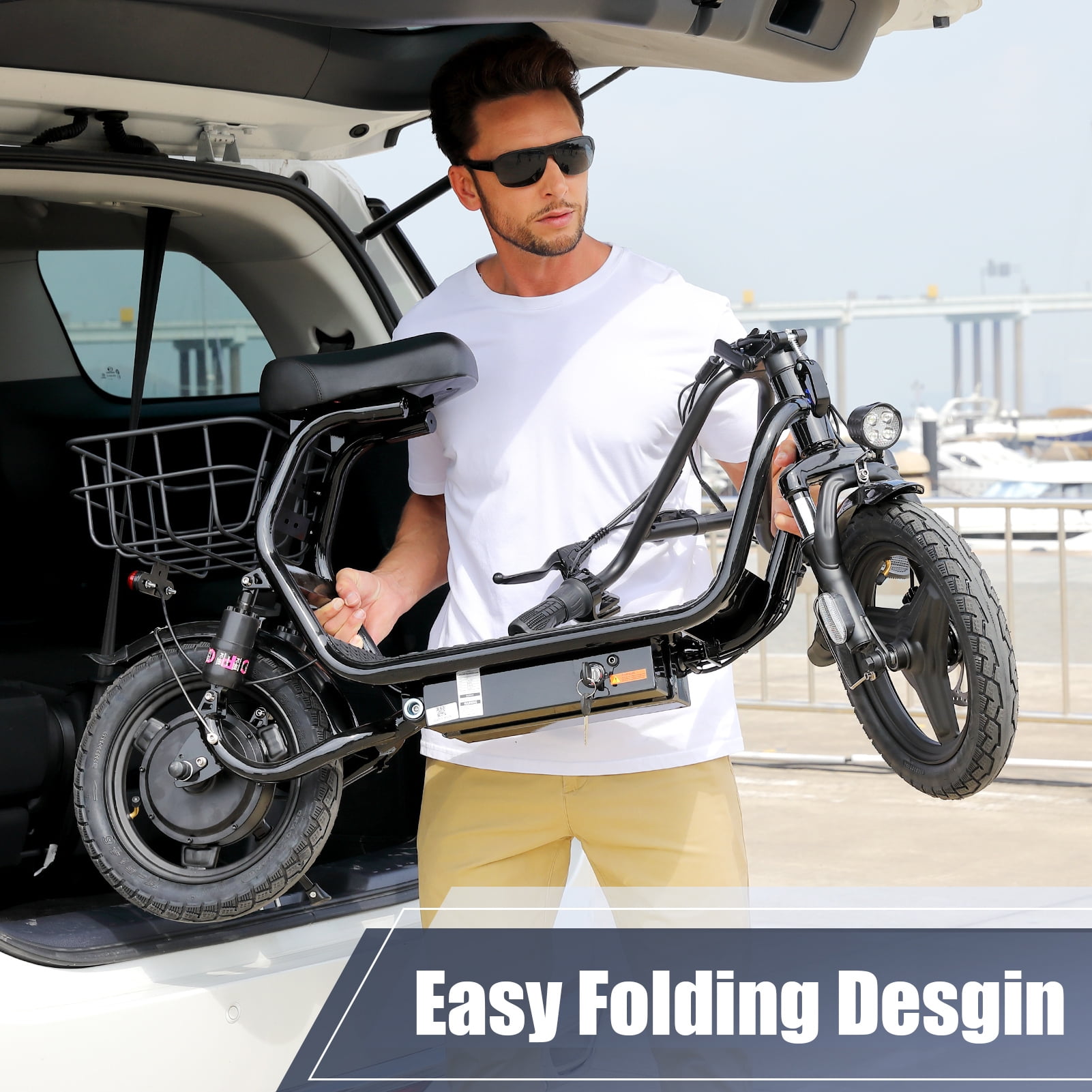 SANOPY 350W Adults Electric Scooter, 15 Miles Range 20Mph Top Speed, 36V 5.2Ah Battery Moped, Foldable Electric Scooter for Adults for Commuting with Shock Absorbing, Black - Image 4