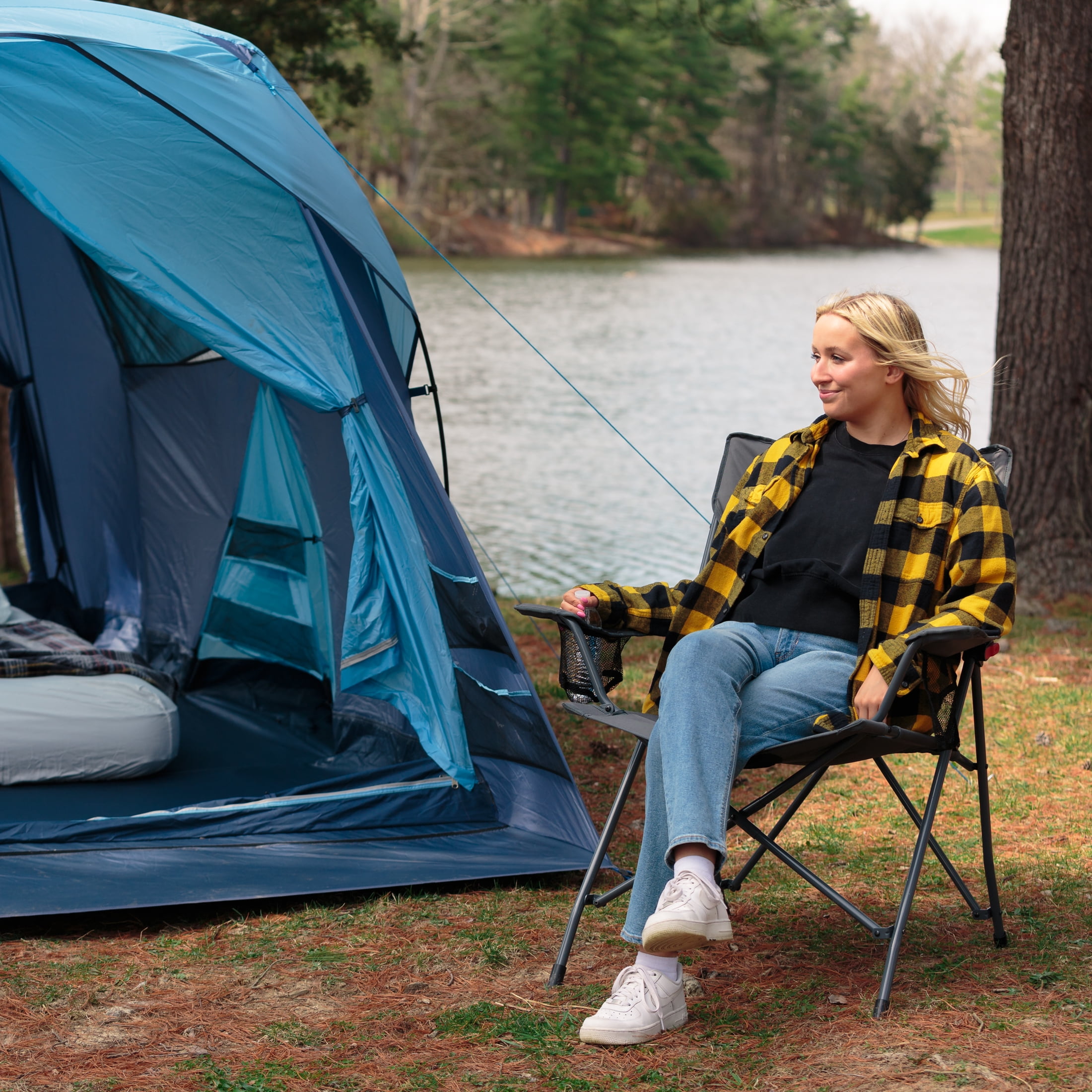 Timber Ridge Basswood Tension Camping Chair, Blue, Adult - Image 7