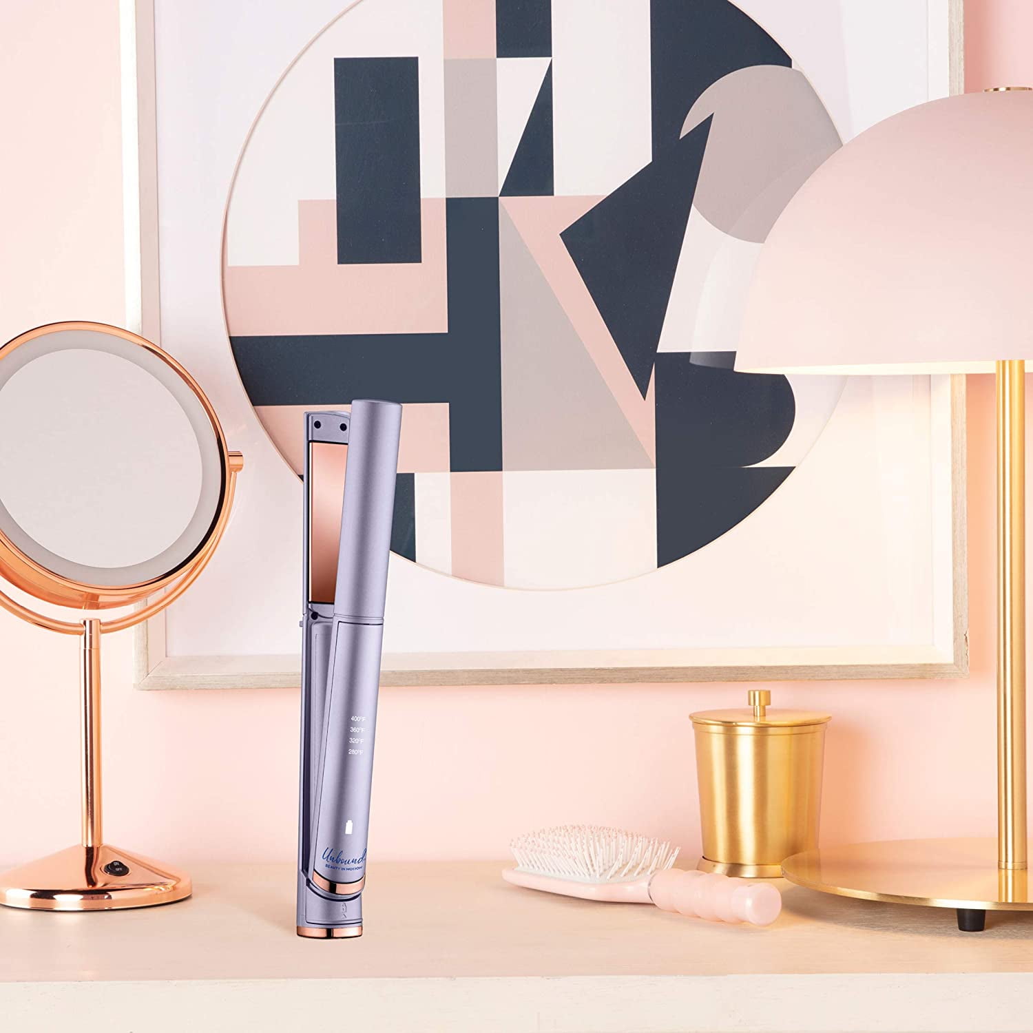 Conair Unbound Travel Size Professional 1" Titanium Flat Iron Hair Straightener, Cordless, Purple - Image 5