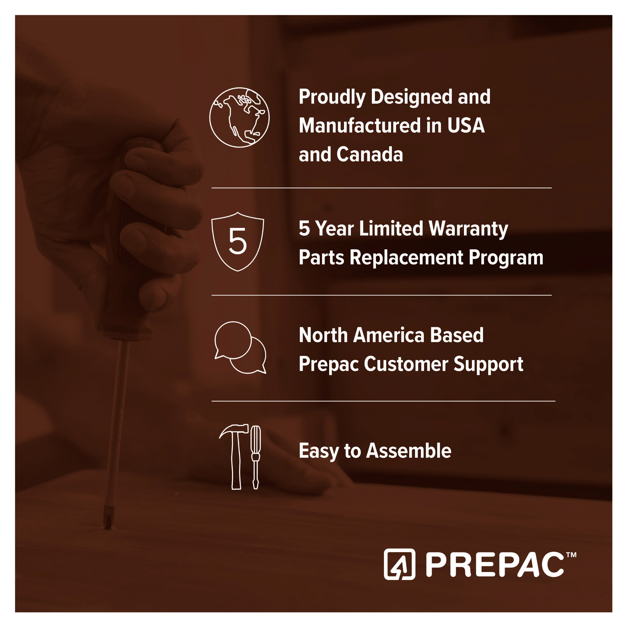 Prepac Triple Width Multimedia Wall Storage, Cherry and Black - Image 5