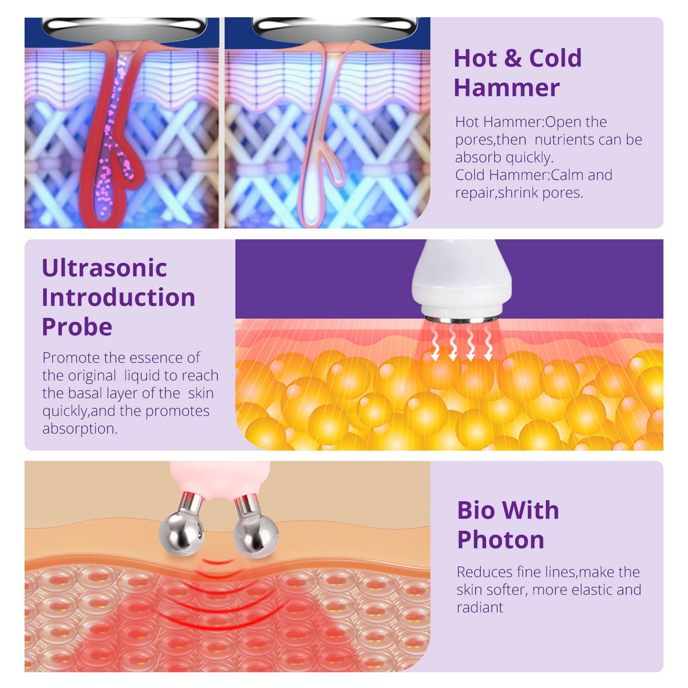 Ouwald Hydro Dermabrasion Facial Machine 6 in 1 Multifunctional Hydrogen Oxygen Facial Hydro Machine Microcurrent Hot Cold Skin Care Microdermabrasion Beauty Machine Blackhead Remove - Image 2