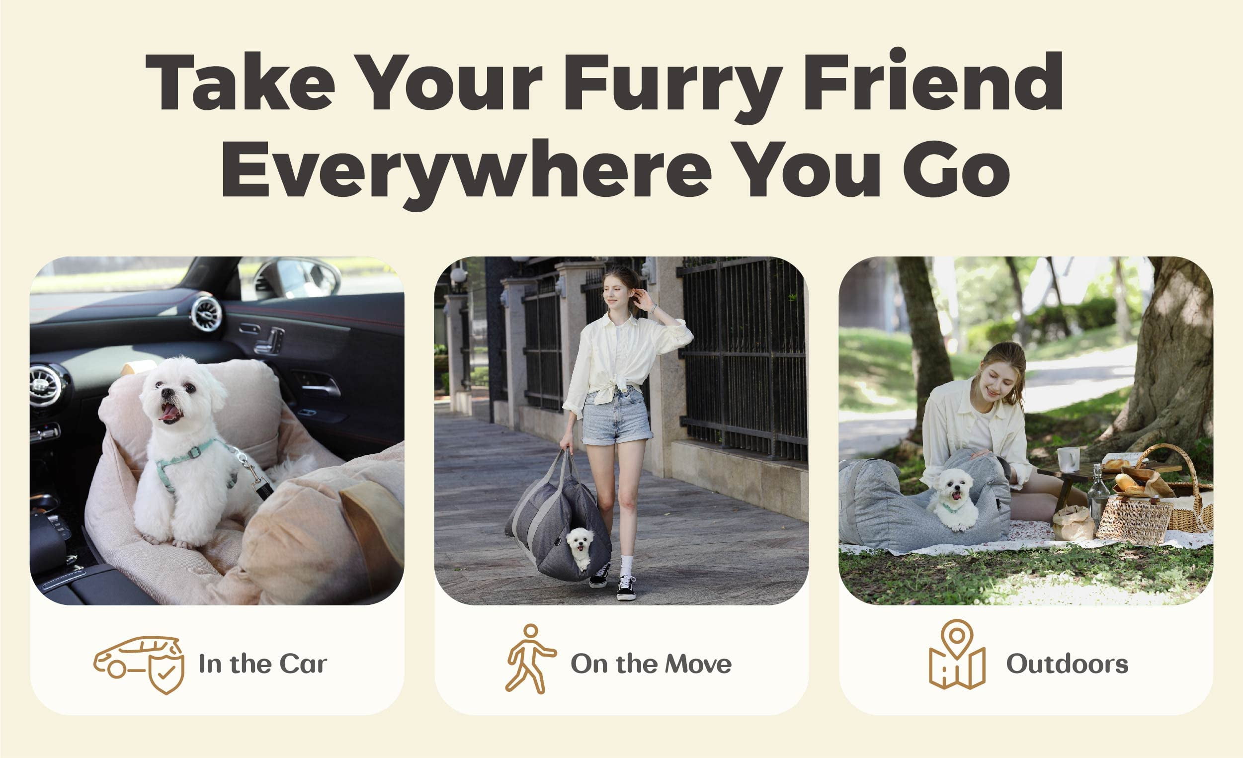 PET AWESOME Dog Car Seat, Puppy Booster Seat, Travel Carrier Bed for Small and Medium Pets - Image 3