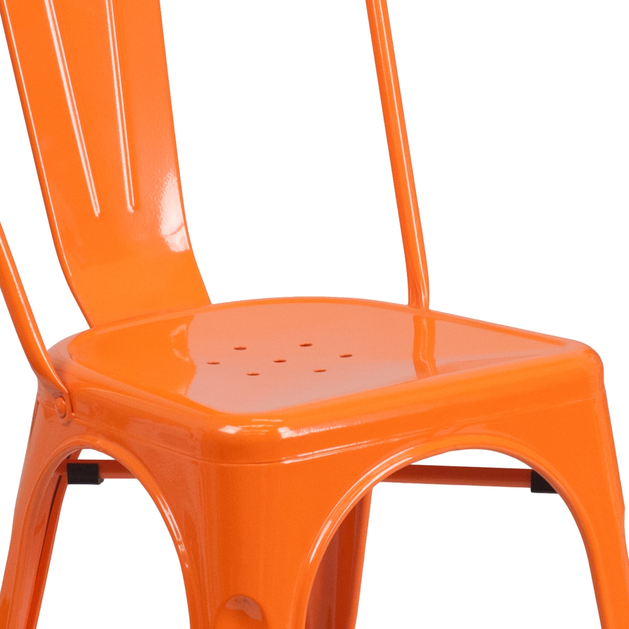 Flash Furniture Perry Adult Commercial-Grade Metal Indoor/Outdoor Stackable Dining Chair, Orange - Image 4