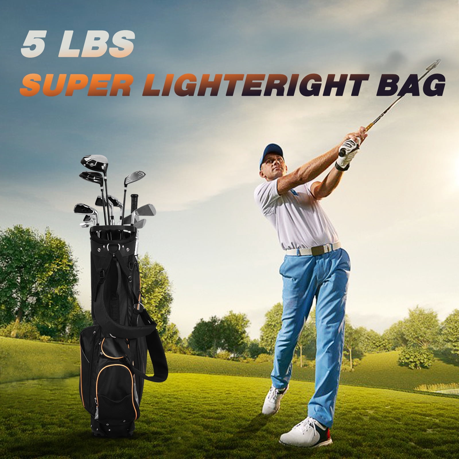 Costway Golf Stand Bag Portable Lightweight Golf Carry Club Bag w/ 8-way Divider - Image 5