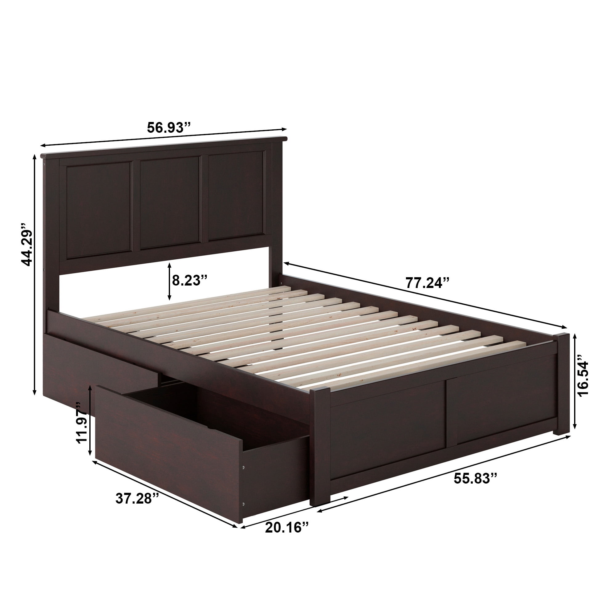 AFI Madison Full Wood Platform Bed with Footboard & 2 Storage Drawers in Espresso - Image 3