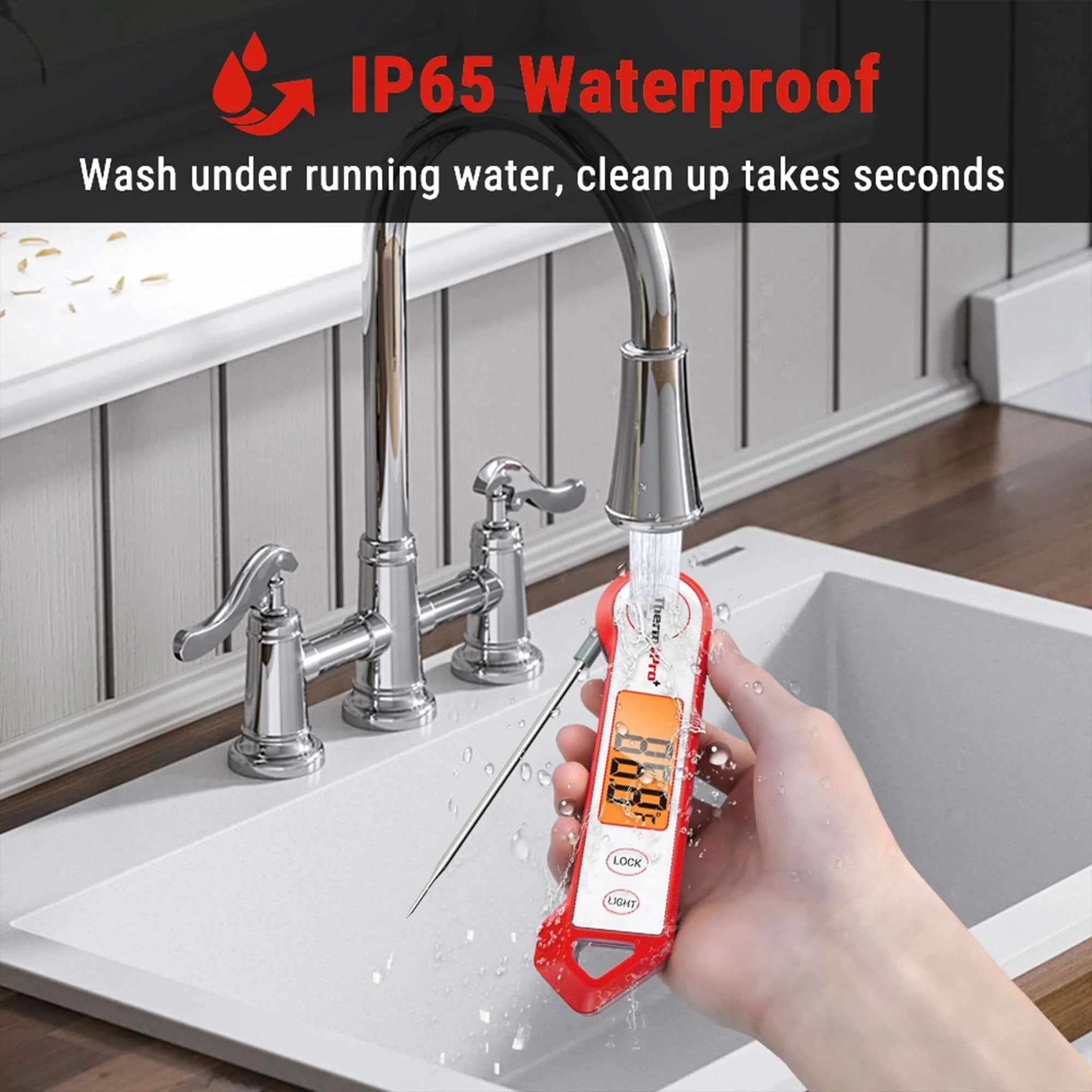 ThermoPro TP19HW Waterproof Meat Thermometer with Rotating Display, Stainless Steel Probe and Magnetic Back for Grilling, Cooking - Image 5