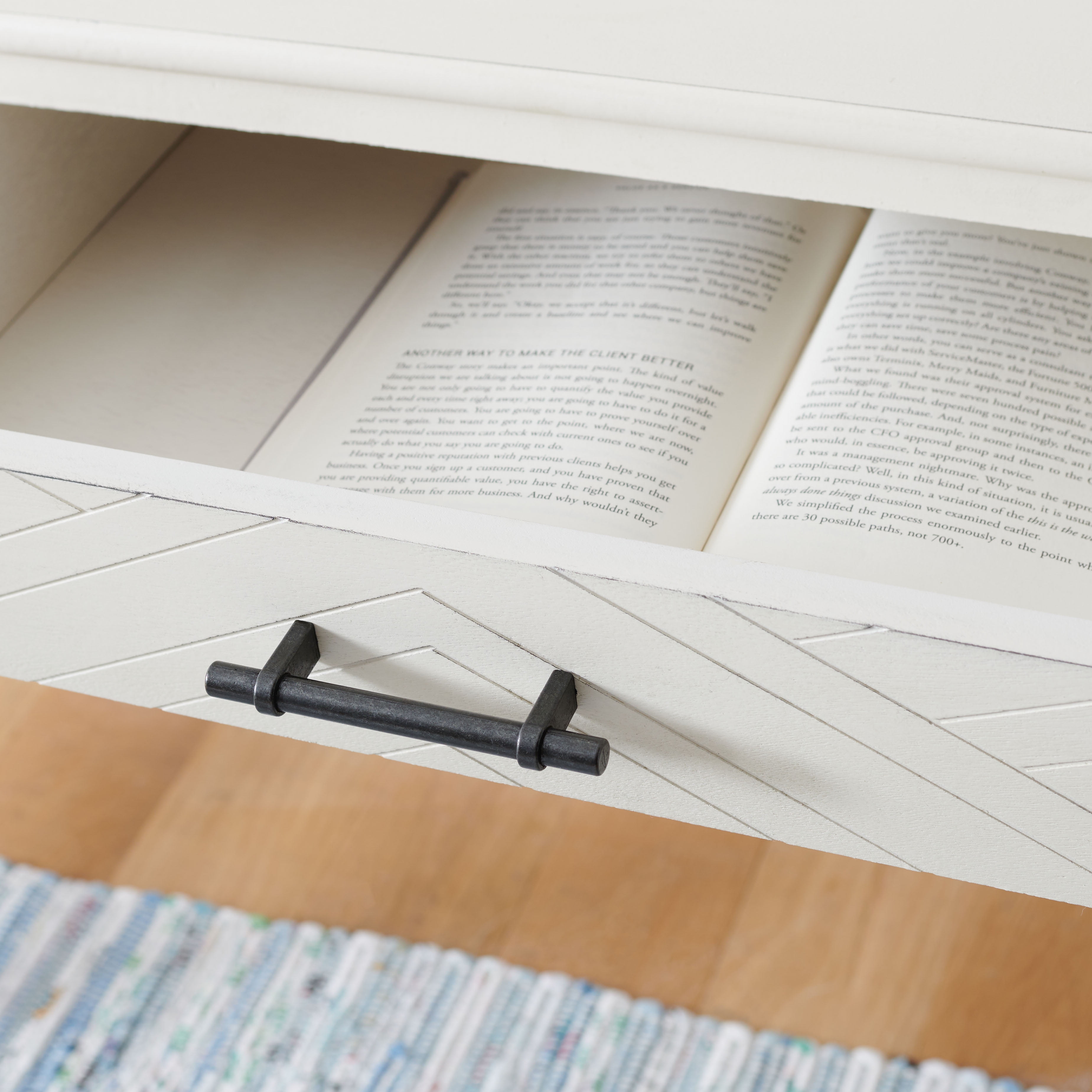 SAFAVIEH Mckinlee Solid Retro 2 Drawer Writing Desk, Distressed White - Image 11