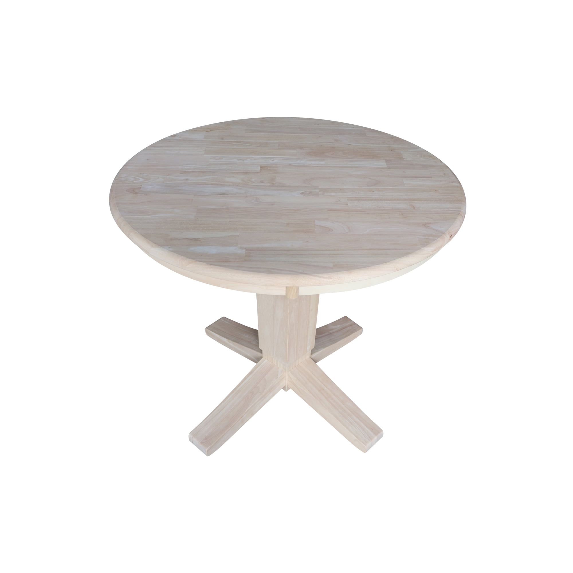 36" Solid Wood Round Top Pedestal Dining Table in Unfinished - Image 5