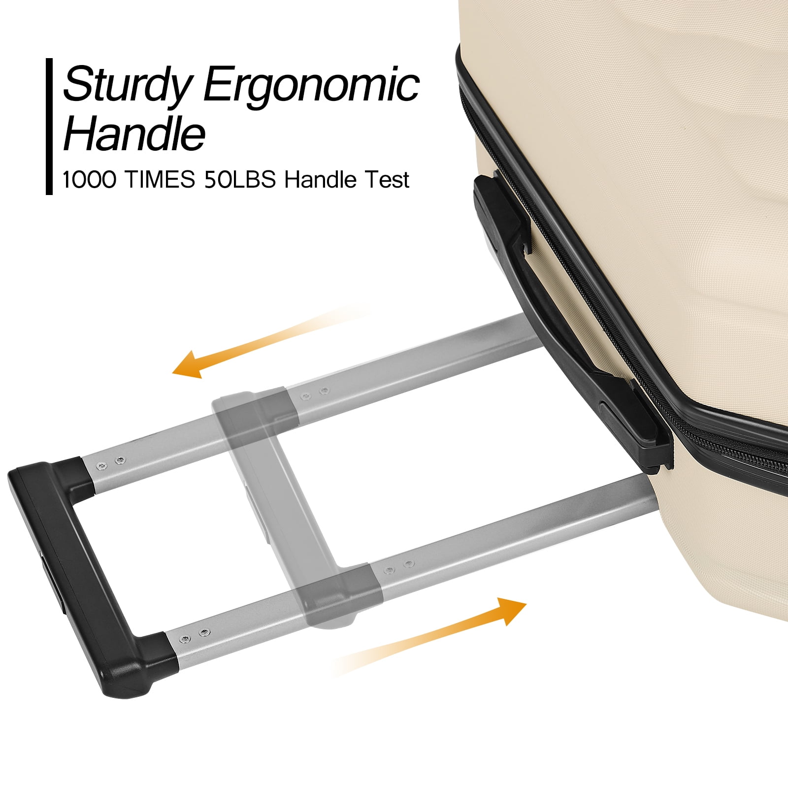 Luggage 3-Pieces Set ABS Durable Suitcase Beige 20"24"28" - Image 6