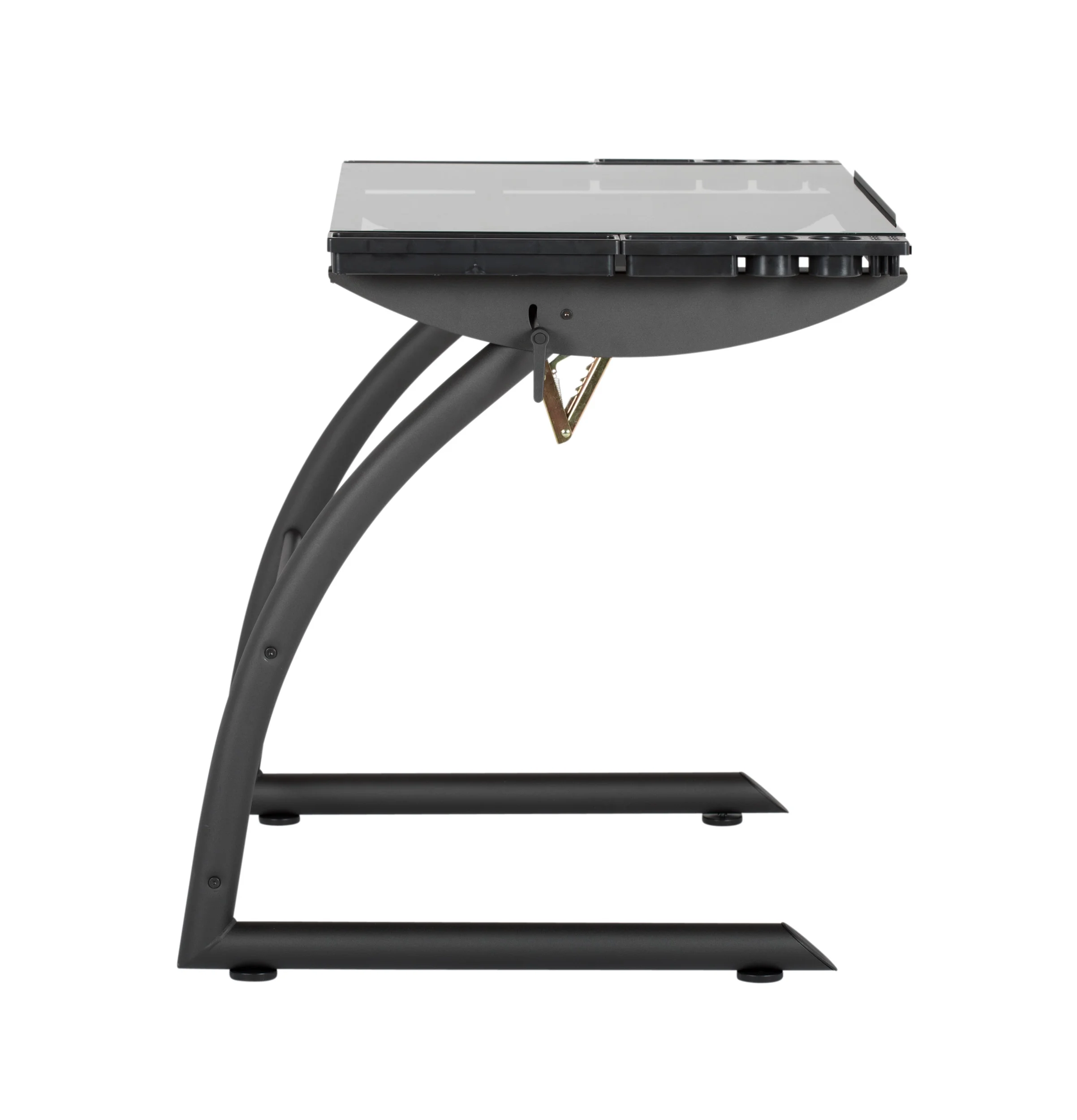 Studio Designs Triflex Hieght Adjustable Metal Frame with Glass Angle Adjustable Top Drafting Drawing Table Stand or Sit , Black/Clear Glass - Image 3