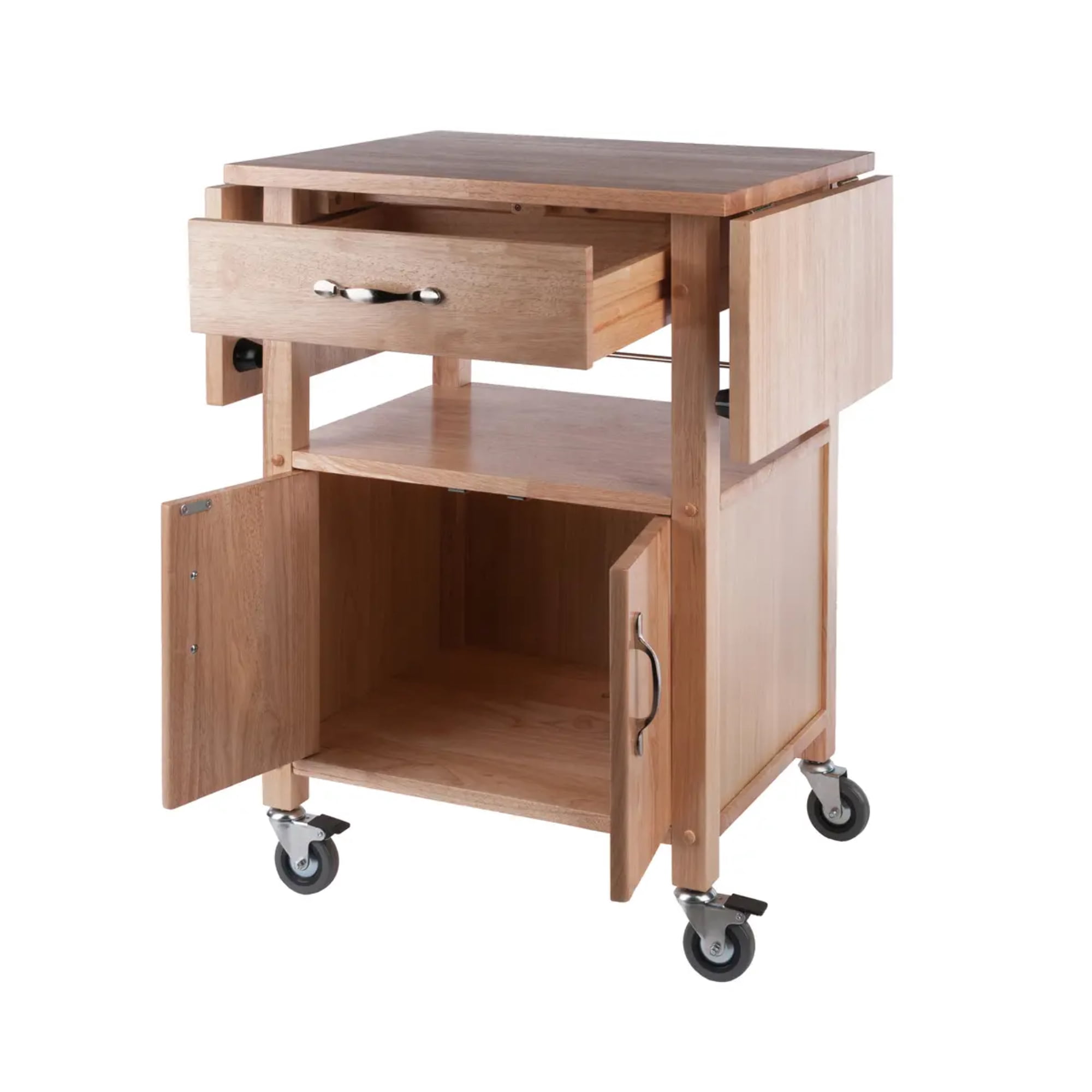 Contemporary Home Living Drop Leaf Wooden Storage Kitchen Utility Cart - 43.25" - Beige - Image 8