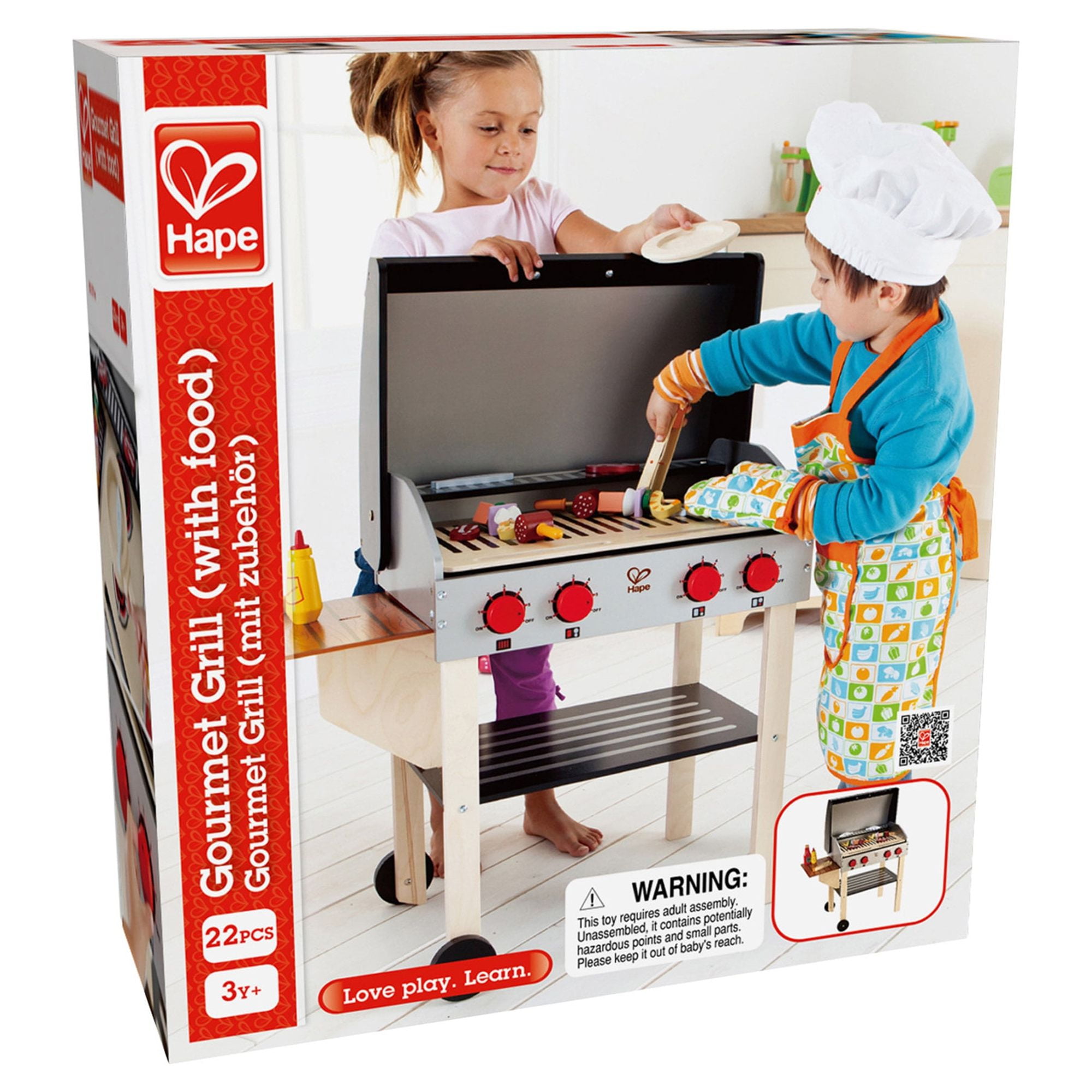 Hape Gourmet Grill Wooden Play Kitchen & Food Accessories, 22 Pieces - Image 7