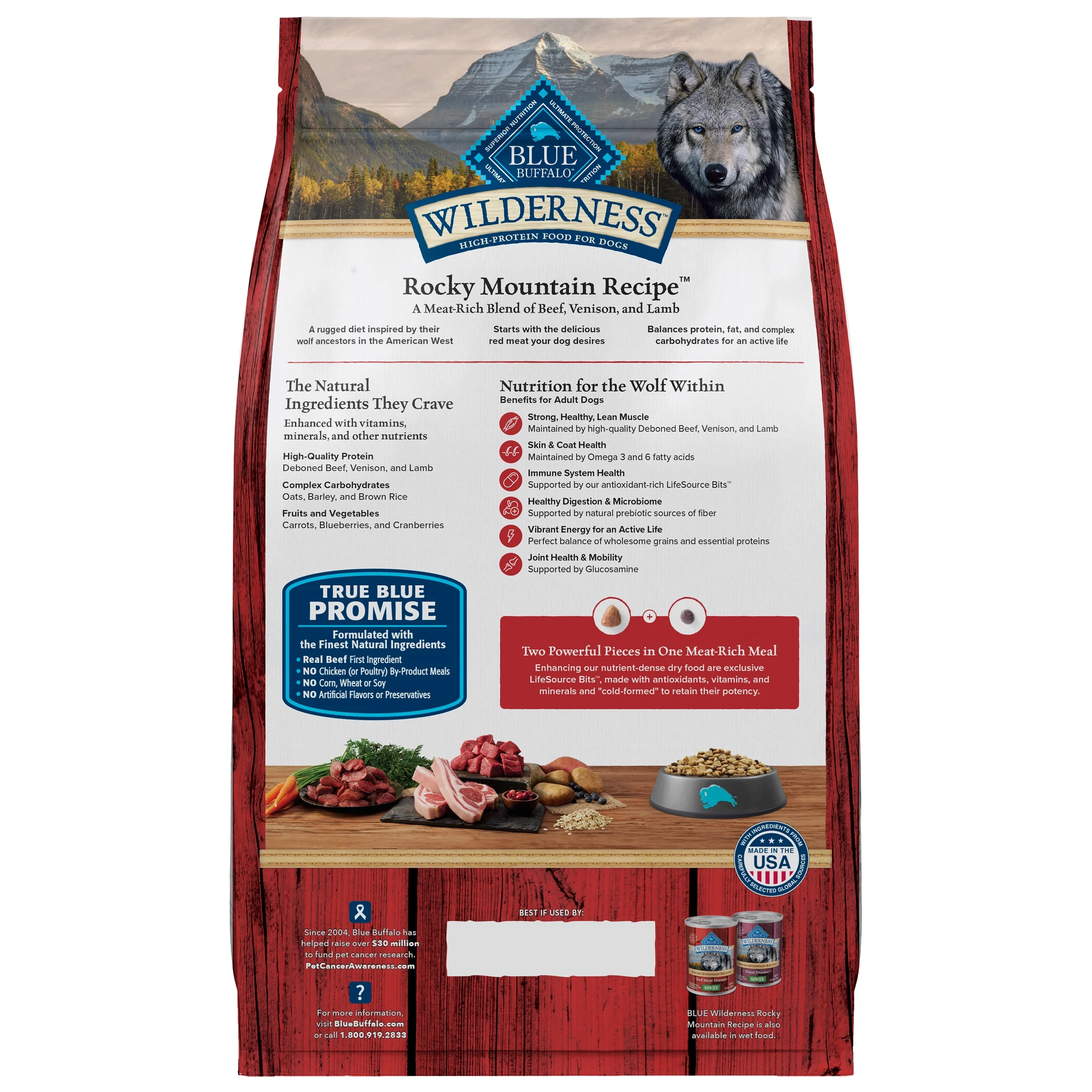 Blue Buffalo Wilderness Rocky Mountain Recipe High Protein Large Breed Adult Dry Dog Food, Natural Ingredients Plus Wholesome Grains, Red Meat, 22 lb. Bag - Image 2