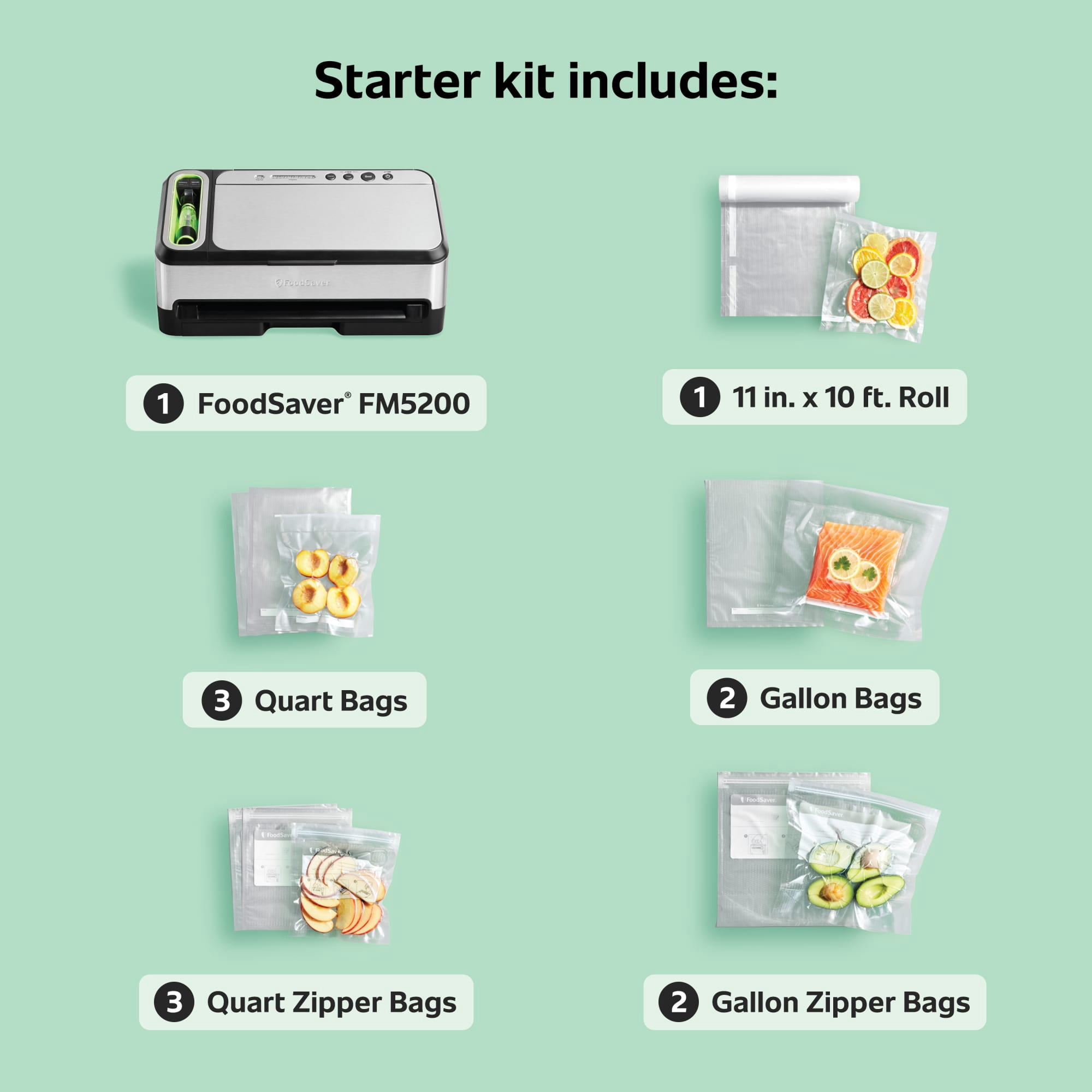 FoodSaver FM5000 Vacuum Sealer and Bags, Automatic 2-in-1 Food Sealer with Marinate Mode and Built-In Handheld Vacuum Sealer for FoodSaver Bags, Rolls, Vacuum Containers and Zipper Bags, Includes 10 Bags and 1 Roll - Image 4