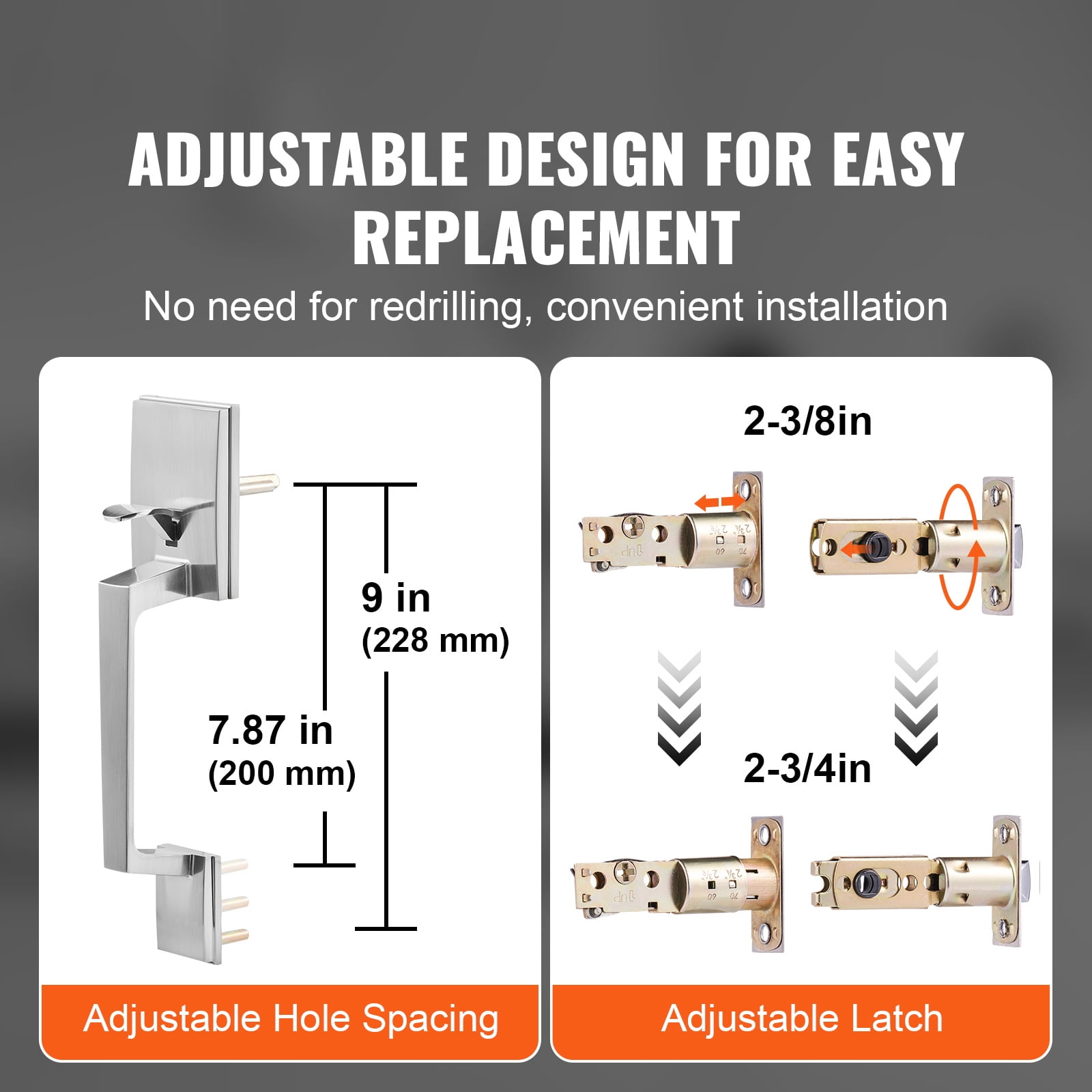 BENTISM Double Front Door Handle Set, Satin Nickel Square Door Lever, Heavy Duty Double Door Handle with Dummy, Double Front Door Hardware Set with Reversible Handle Lever - Image 8