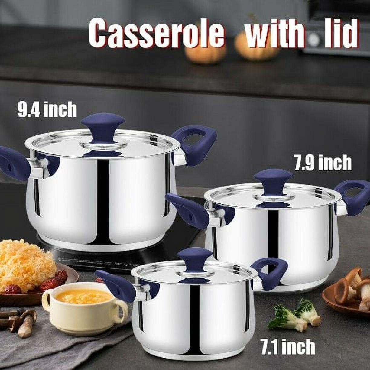 New 4-Piece Cookware Set Stainless Steel,Blue - Image 3