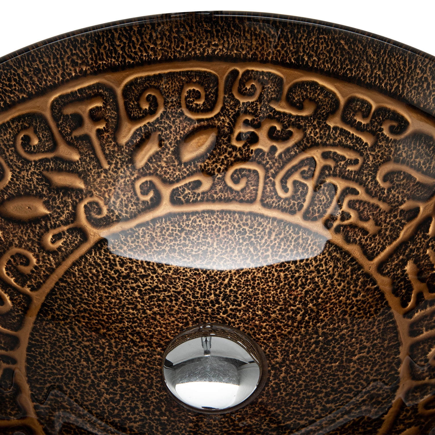 Vinnova Enna 16.5in Antique Bronze Finish Glass Round Over-Mounted Bathroom Vanity Vessel Sink Bowl - Image 7