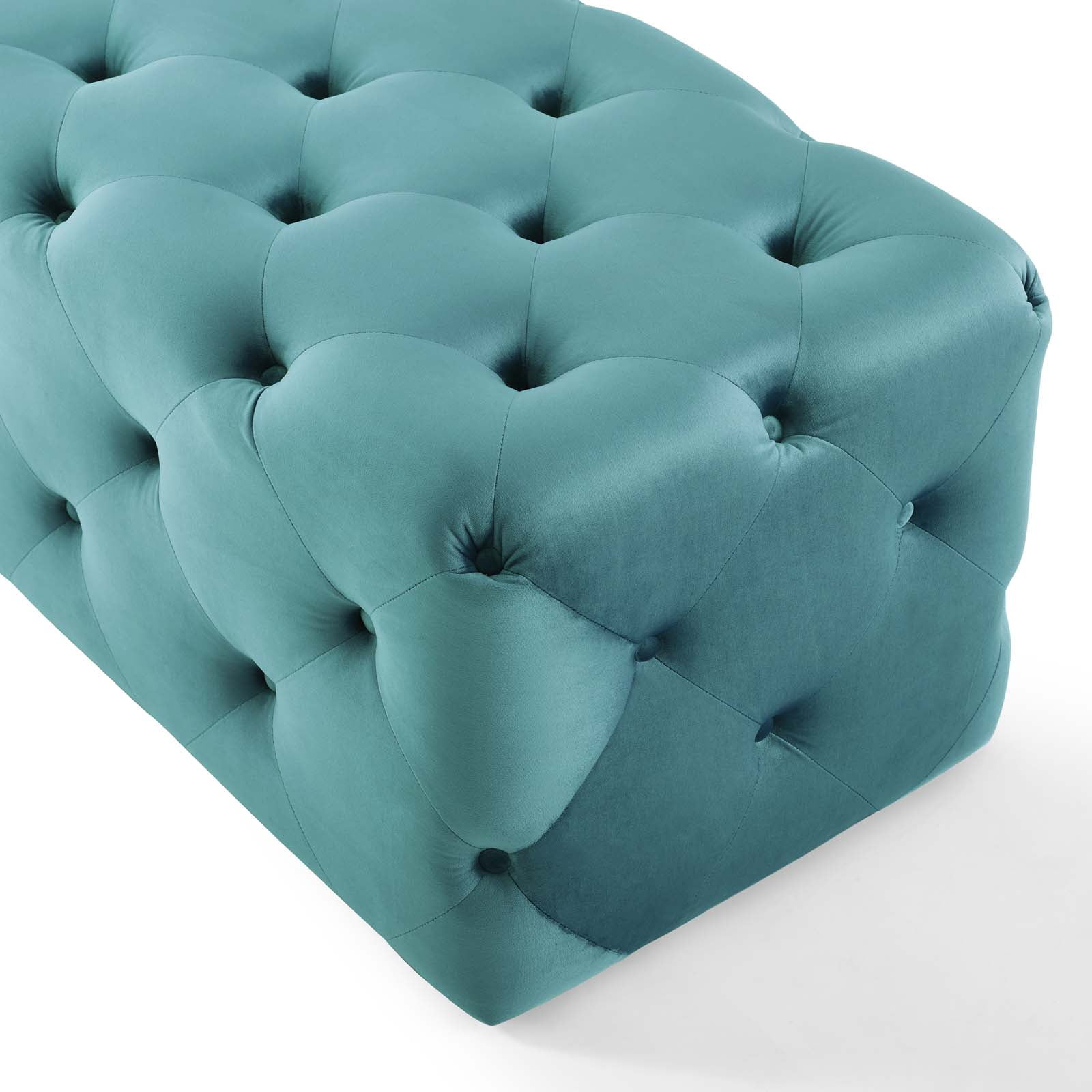 Modway Amour 48" Tufted Button Entryway Performance Velvet Bench in Sea Blue - Image 6