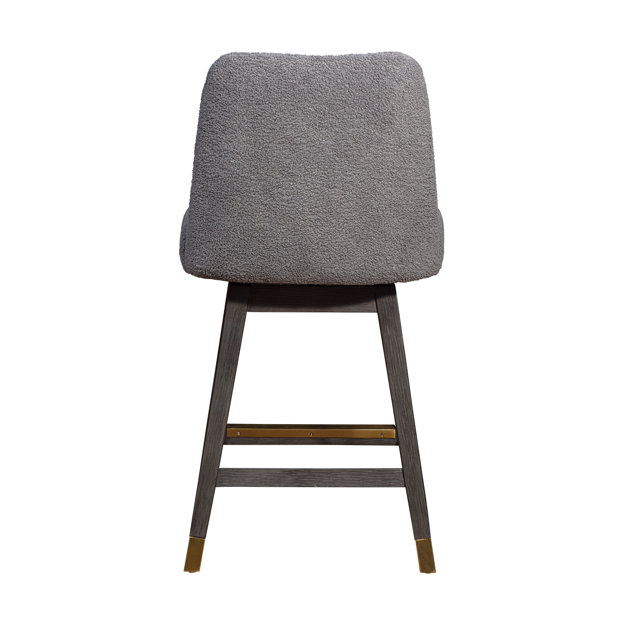 Armen Living Indoor Amalie Swivel Counter Stool in Gray Oak Wood Finish with Gray Boucle Fabric - Image 8
