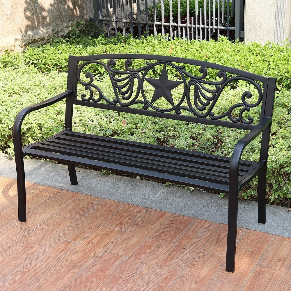 Abble Outdoor Raised Steel Bench - Black - Image 4