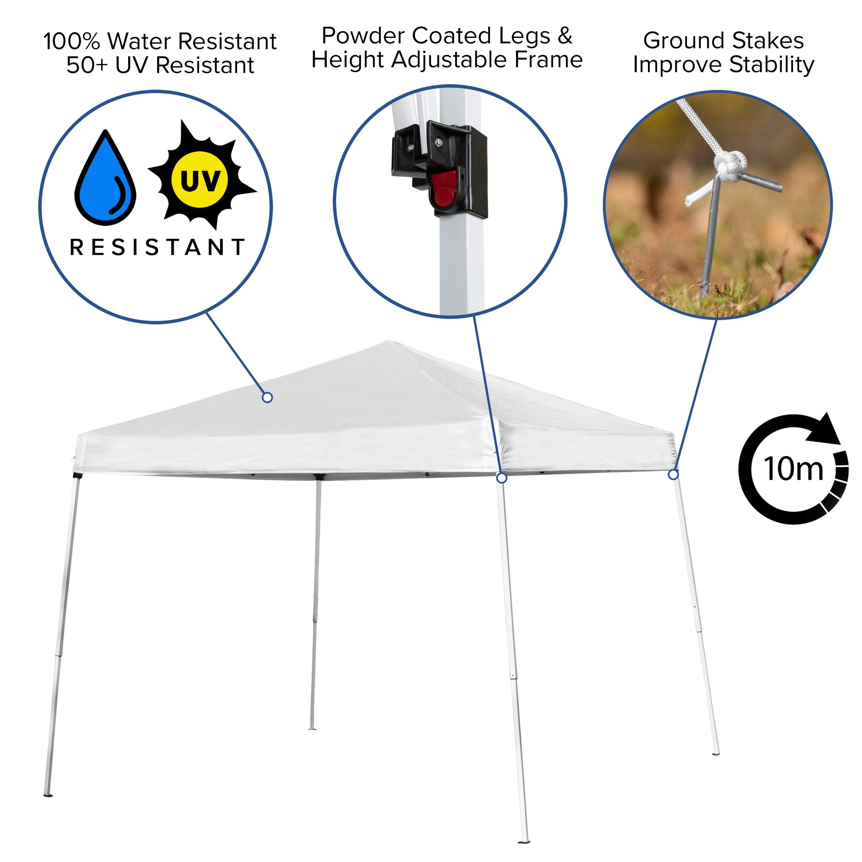 Flash Furniture 8'x8' White Outdoor Pop Up Event Slanted Leg Canopy Tent with Carry Bag - Image 4
