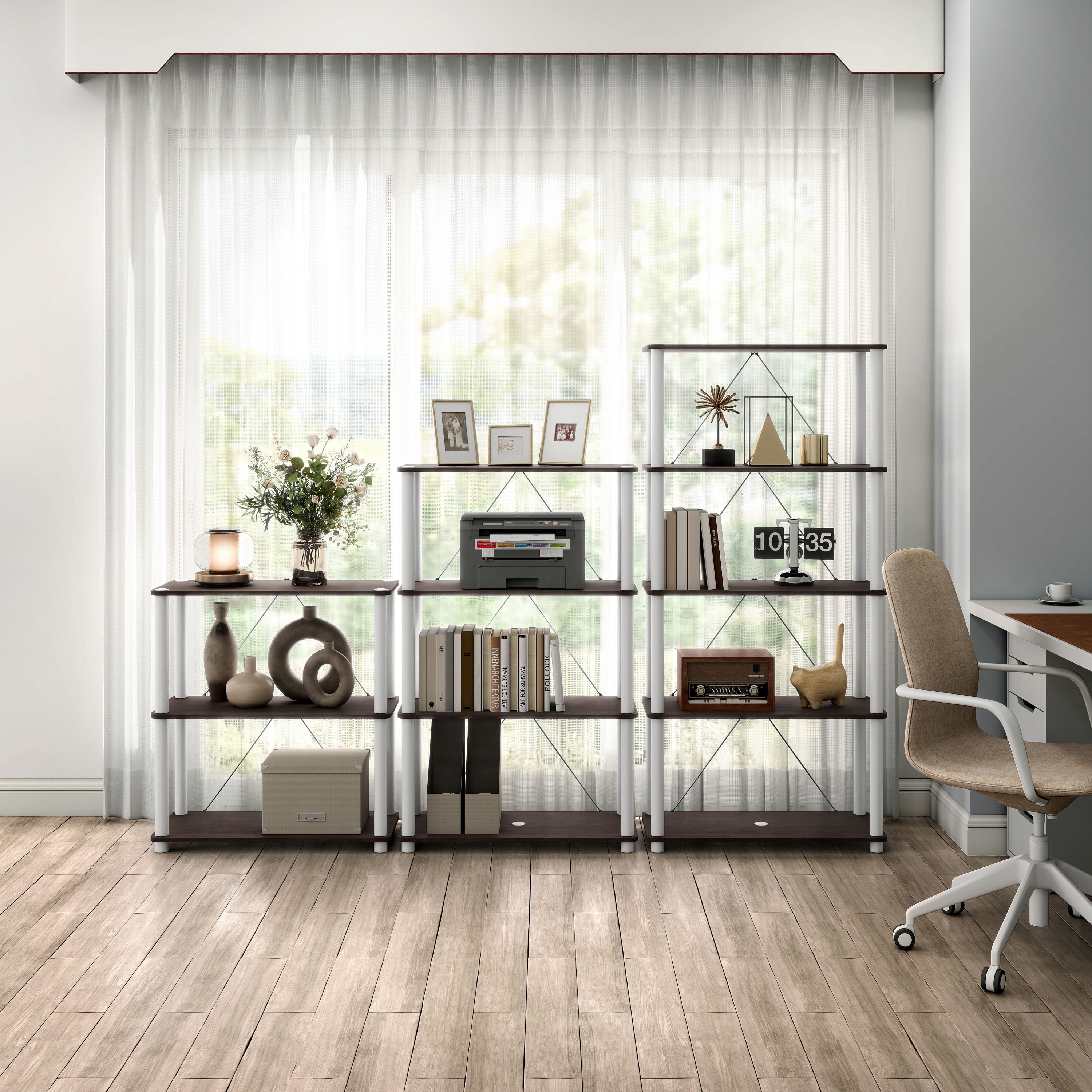 Furniture of America Brooks Adult Open Display Shelf Bookcase, 4-Tier 27-inch Shelves, Espresso - Image 2