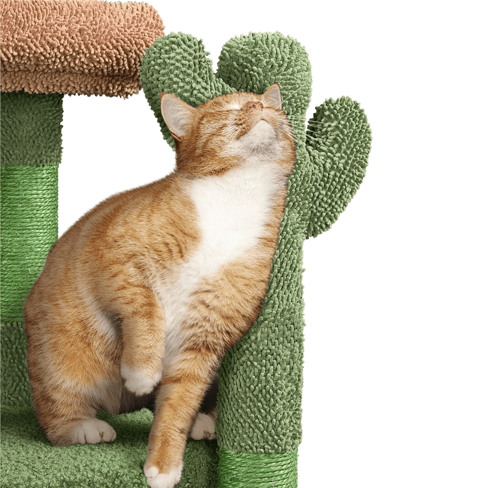 Alden Design 42" H Cactus Cat Tree Tower with Natural Sisal Scratching Posts, Green & Brown - Image 5