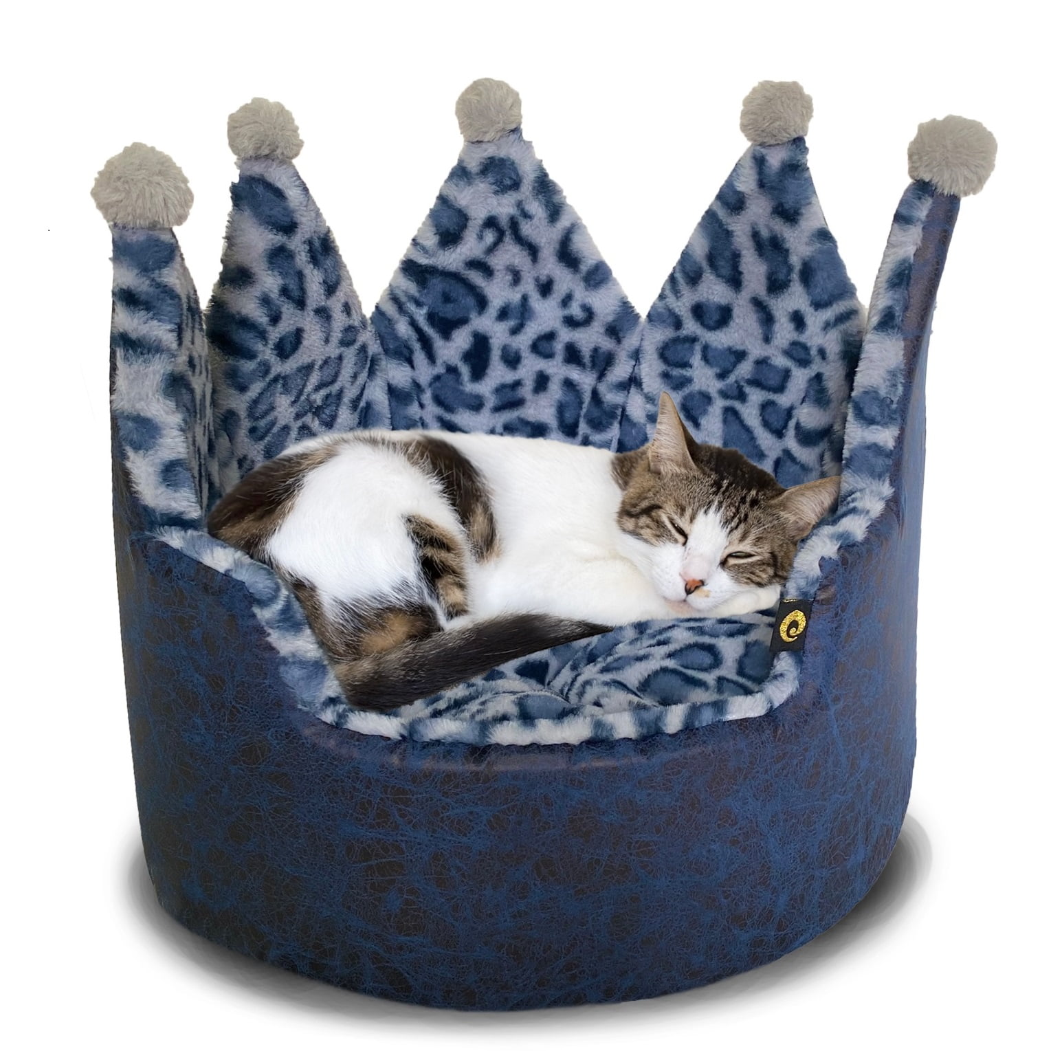 Precious Tails Luxury Leopard Print Crown-Shaped Bed for Small Dogs and Cats - Cozy, Stylish, and Plush Pet Bedding with Royal Design - Image 8