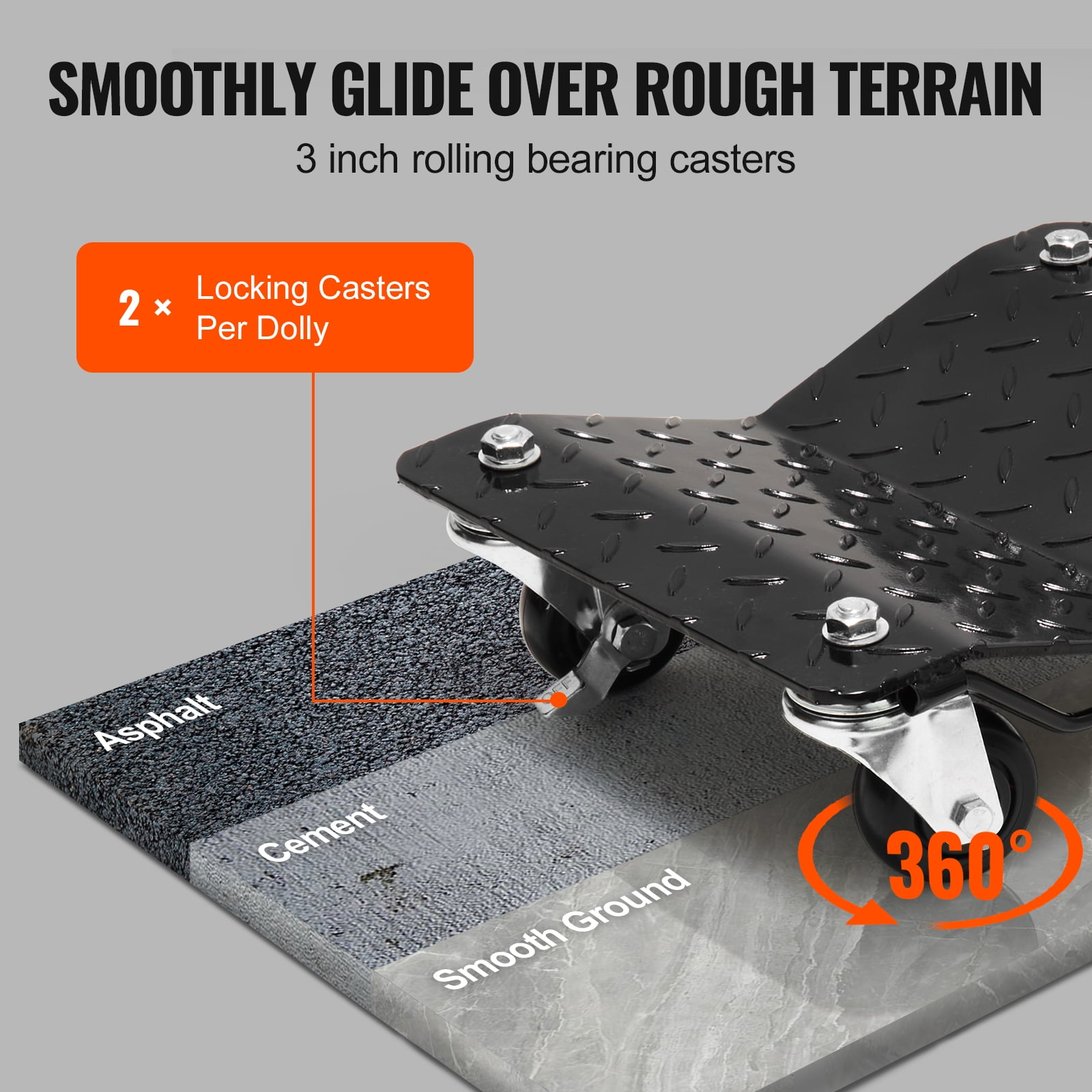 VEVOR Car Dolly Wheel 4 PCS 6000lb Steel Tire Dolly Heavy Duty Skate Auto Repair Dolly Each for 1500lb - Image 6