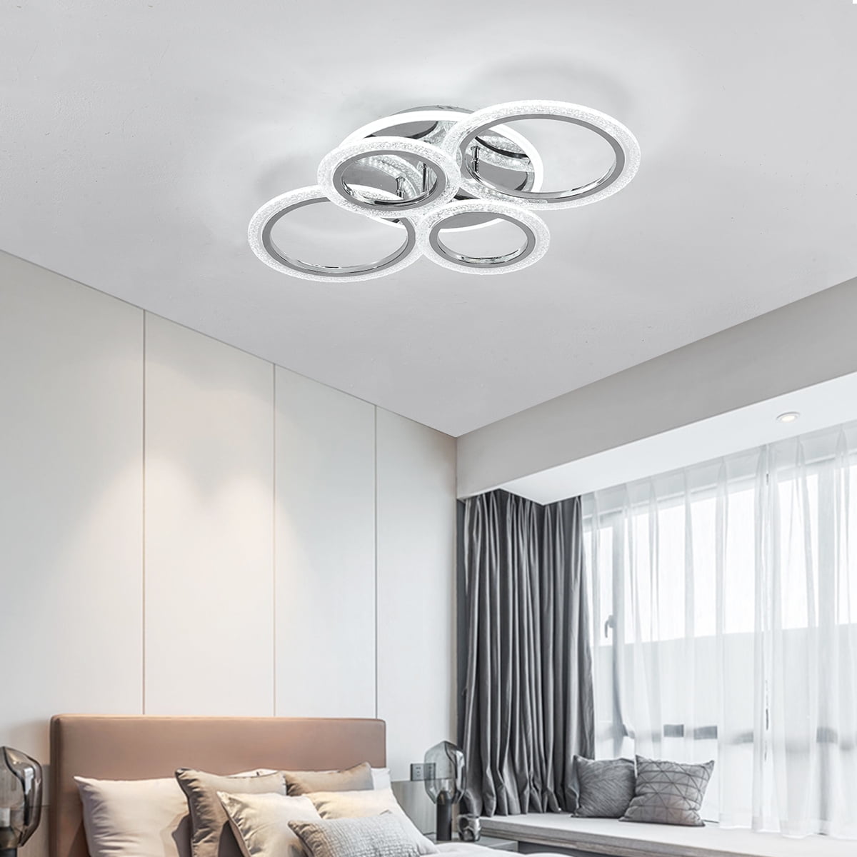 Garwarm Modern Ceiling Light 58W Dimmable Flush Mount LED Ceiling Lamp 4 Rings Acrylic Ceiling Chandelier for Living Room Dining Room Bedroom,Chrome - Image 14