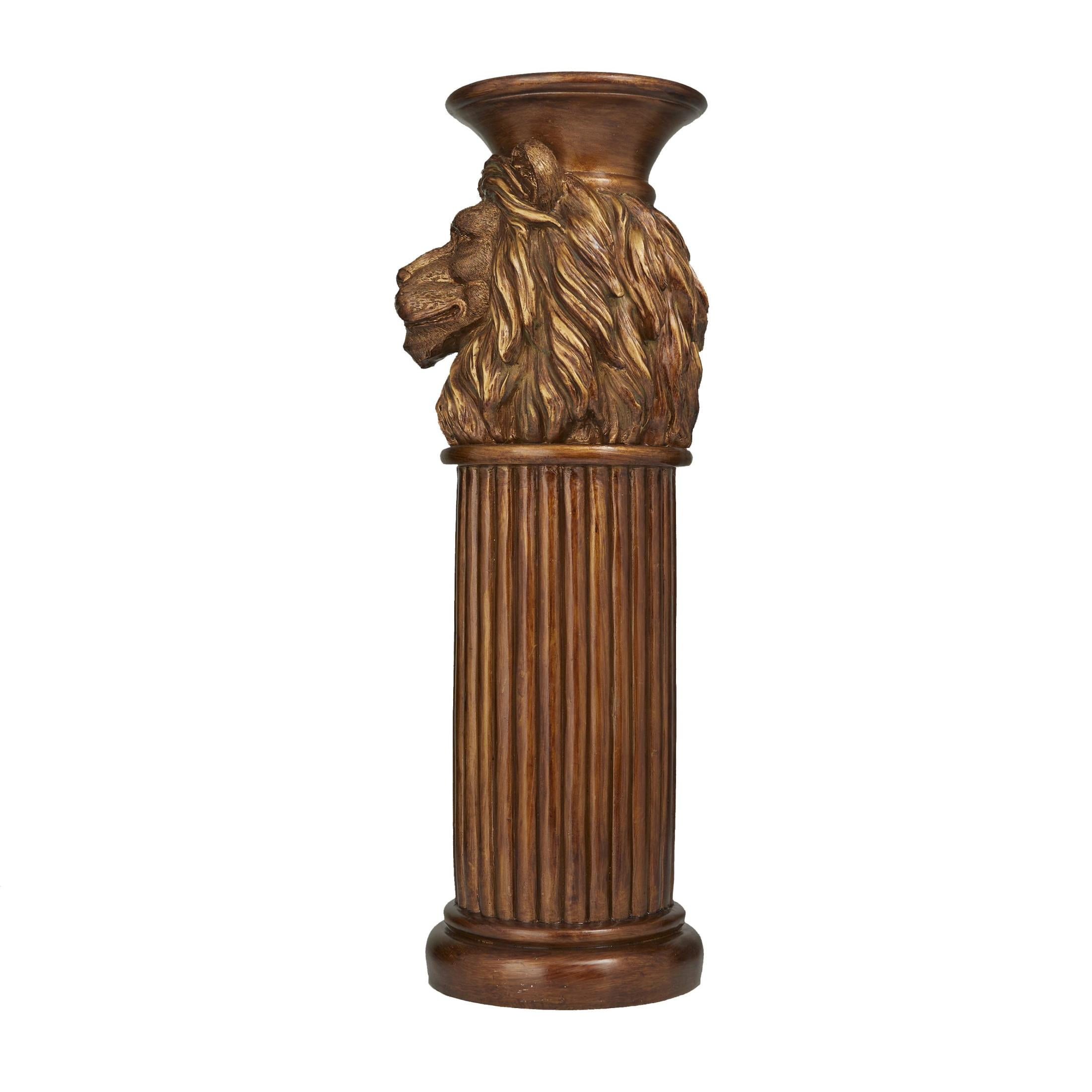 DecMode 8" x 25" Bronze Polystone Lion Pedestal Table, 1-Piece - Image 6