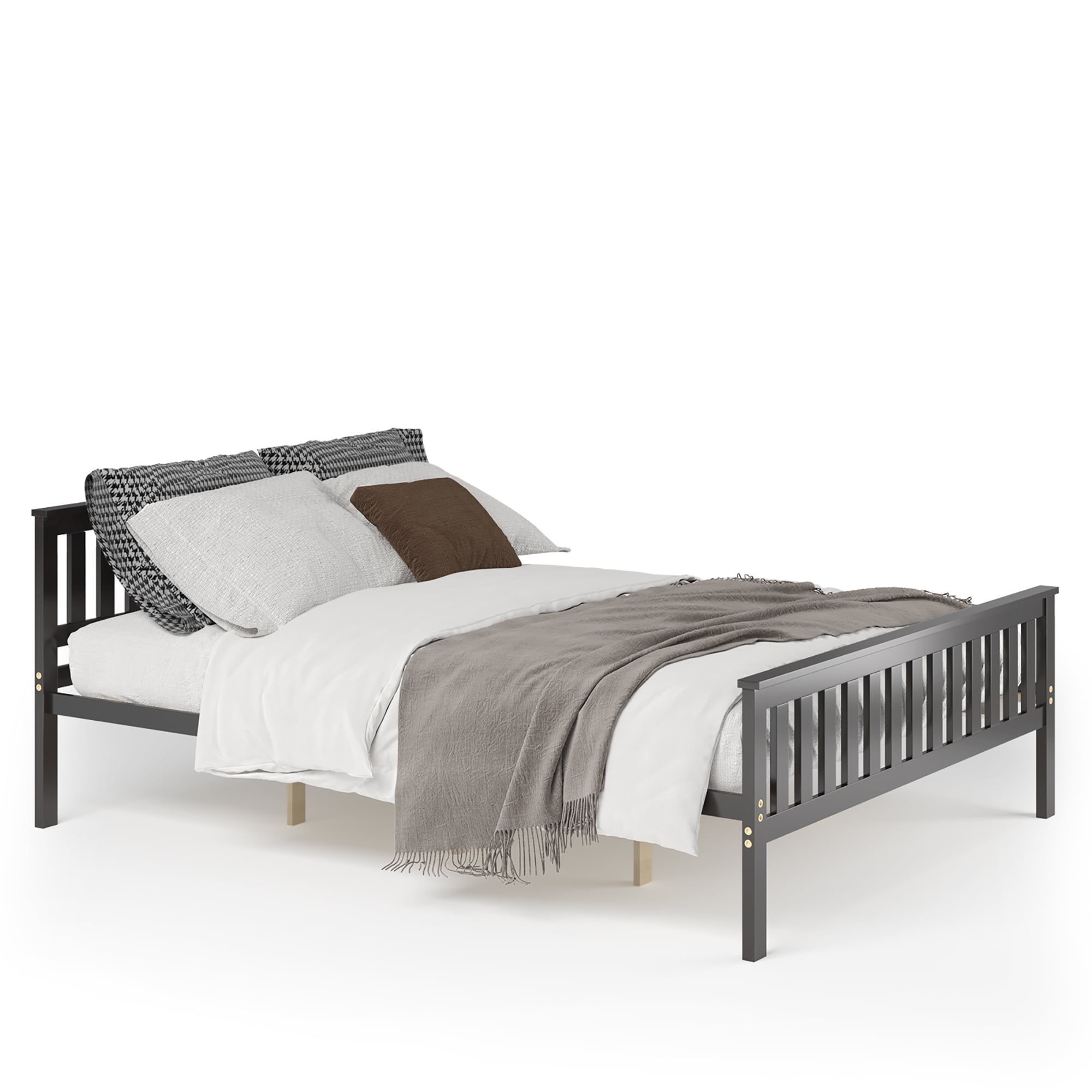 Costway Queen Wood Platform Bed with Headboard and Footboard Mattress Foundation - Image 8