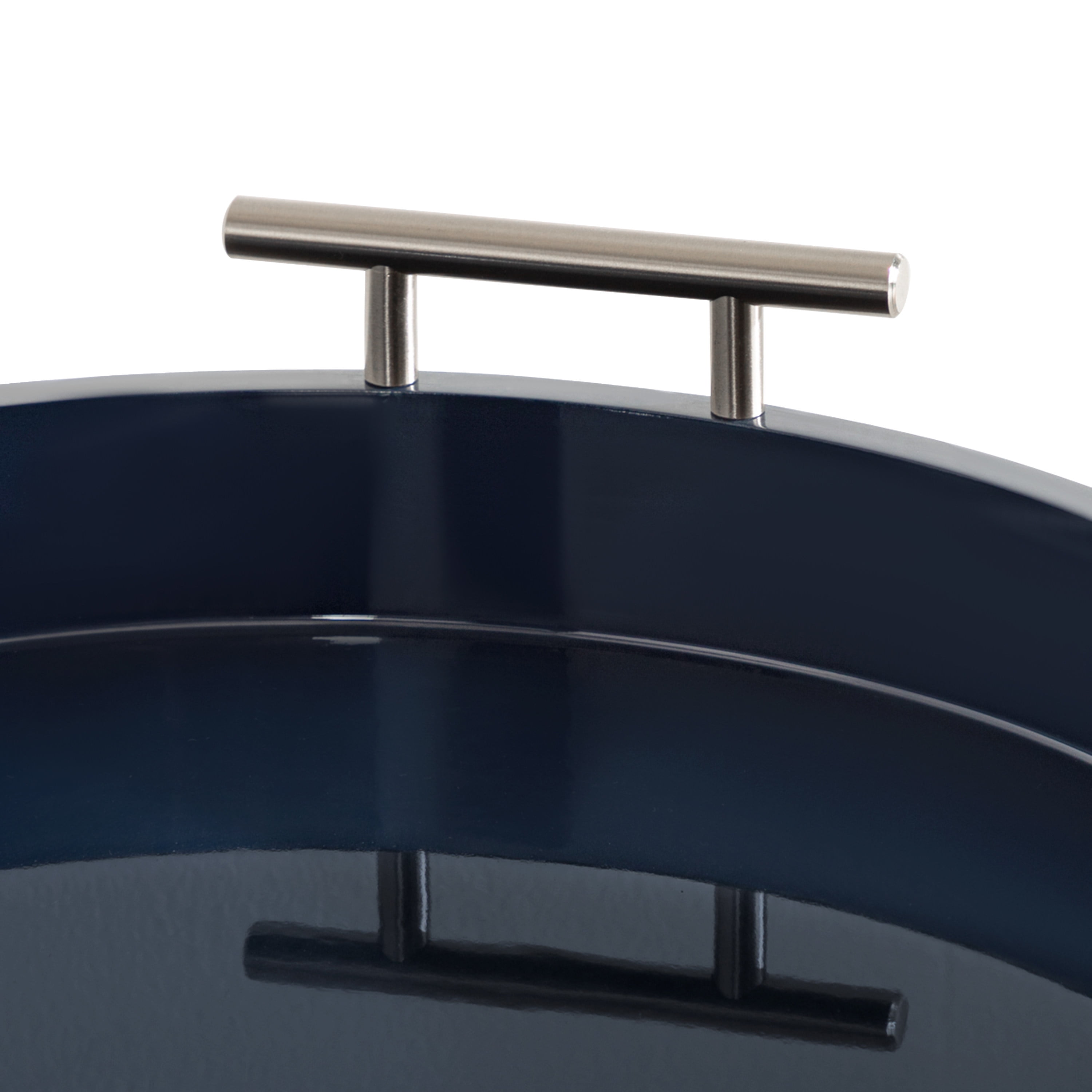 Kate And Laurel Lipton Modern Round Tray, 15.5 Diameter, Navy and Silver, Decorative Accent Tray for Storage and Display - Image 9