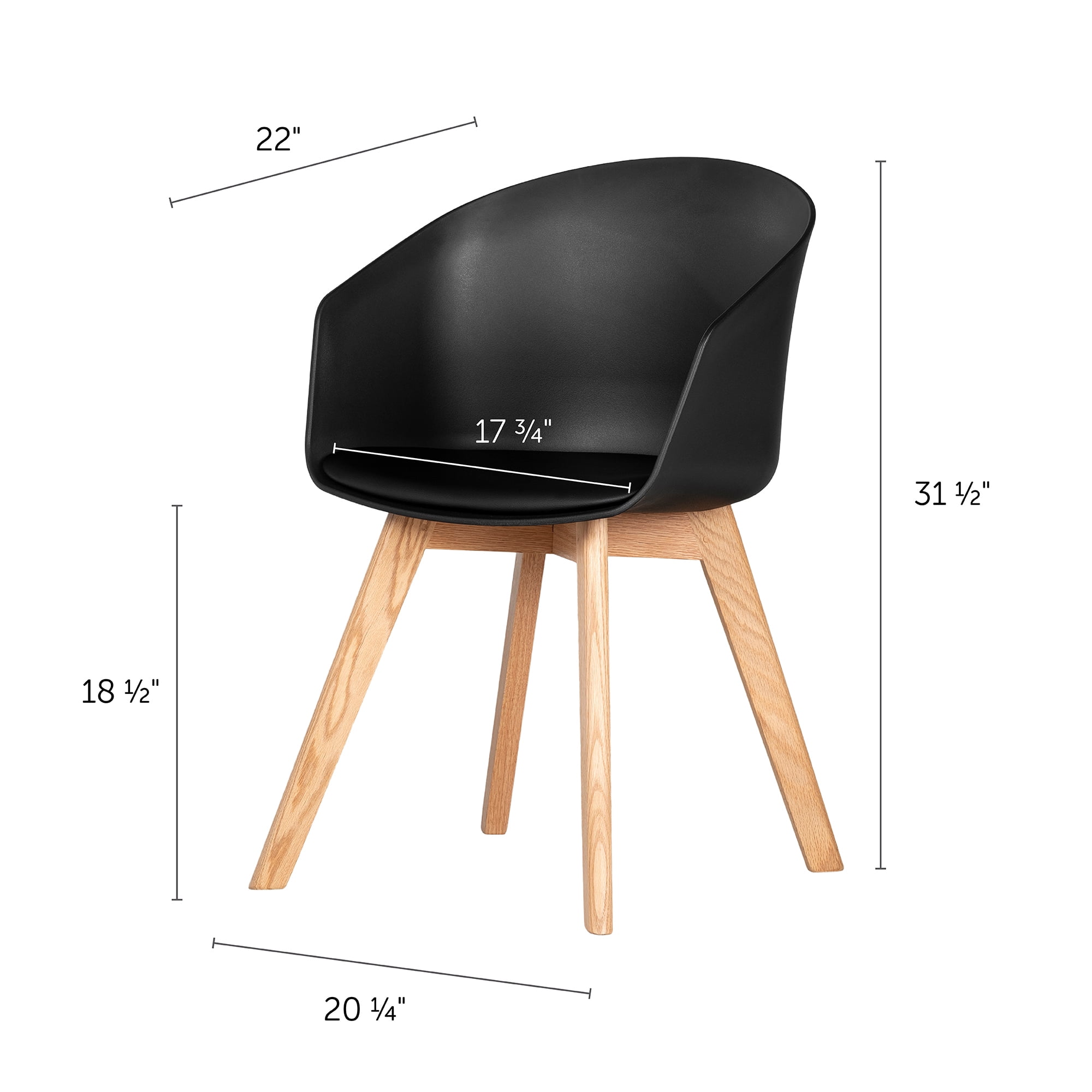 Flam Chair with Wooden Legs-Black-South Shore - Image 2