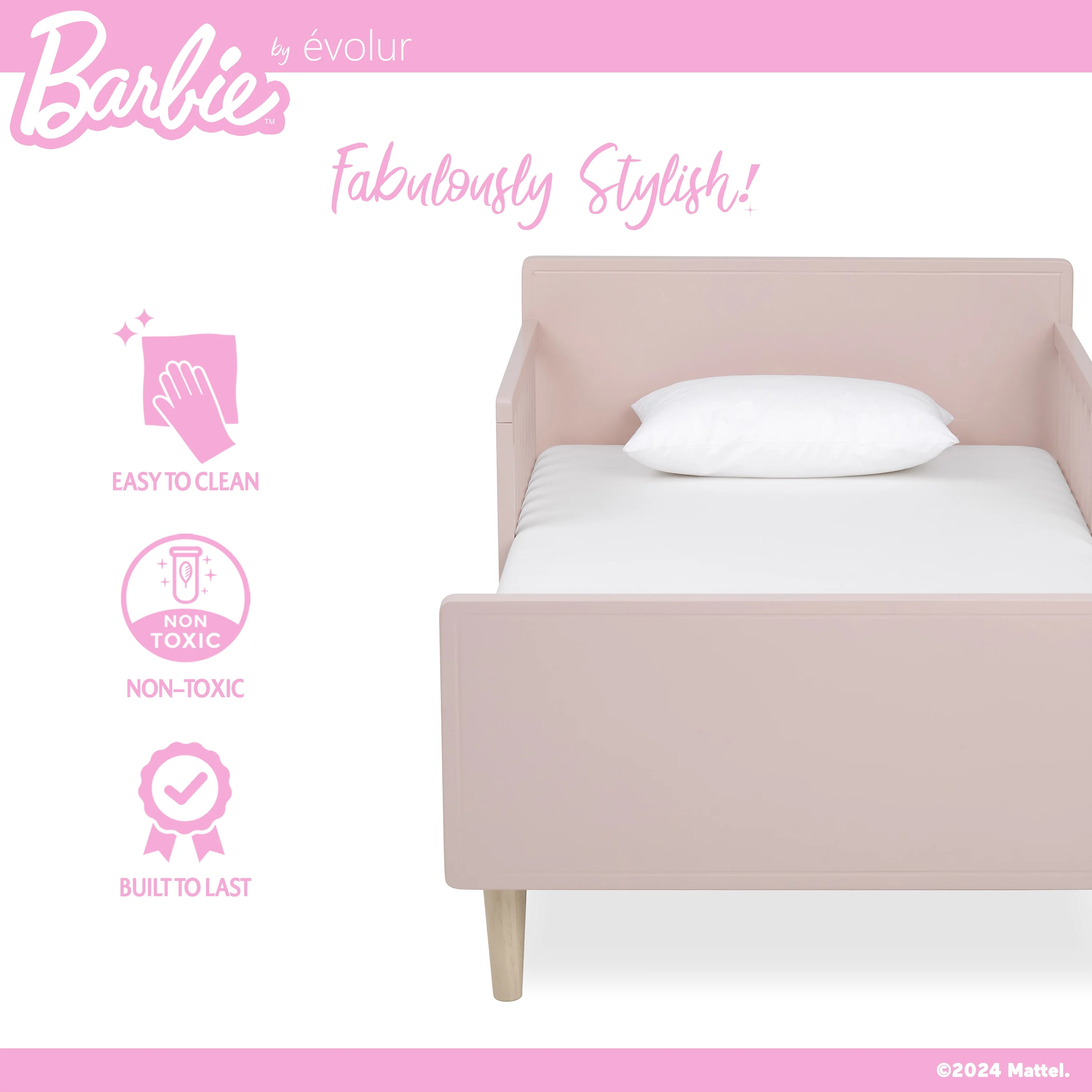 Evolur Barbie Los Altos Toddler Bed, Blush Pink - Image 7